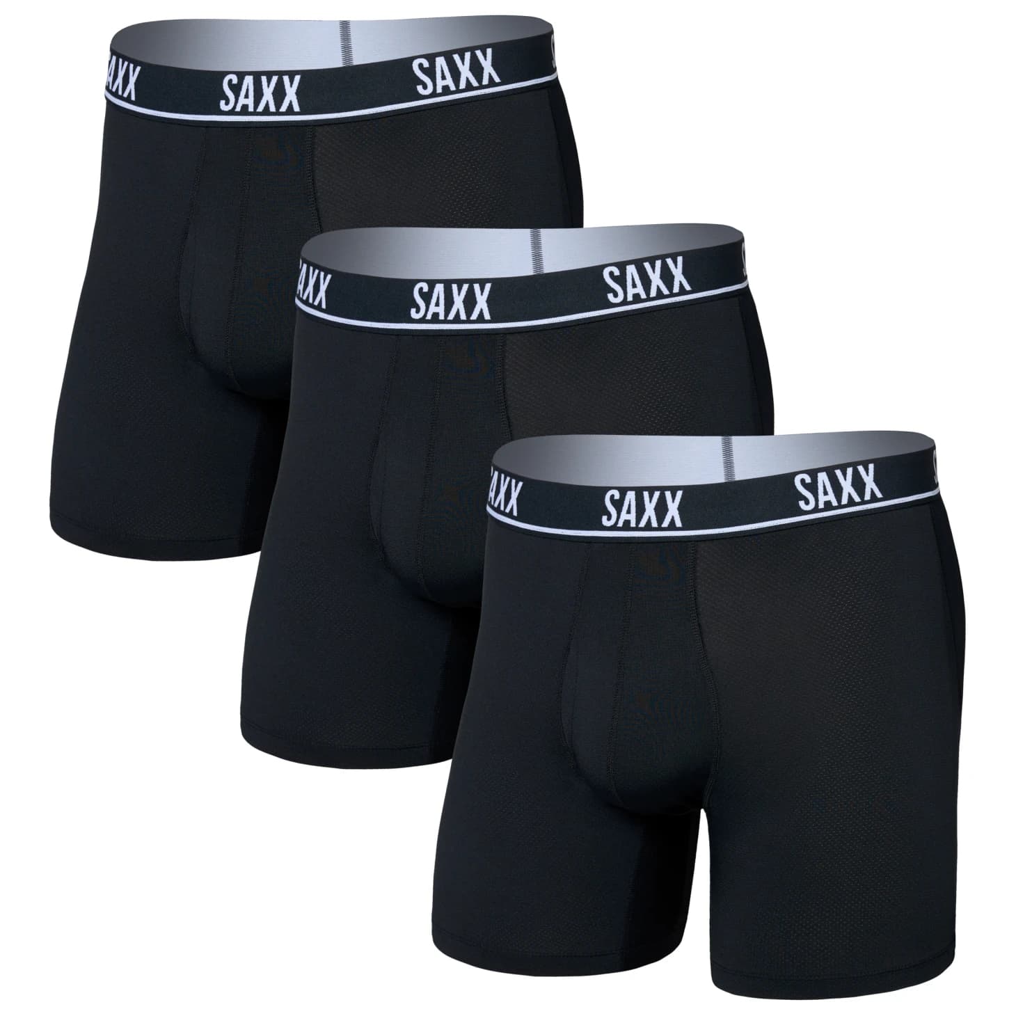 Мъжко ежедневно термо бельо Saxx Essential Performance Mesh Boxer Brief Fly 3-Pack Everyday base layer - Black