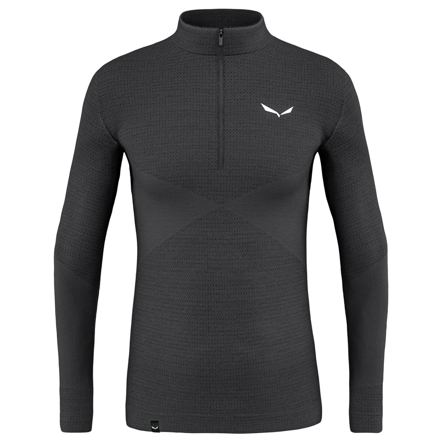 Мъжко мериносово термобельо Salewa Zebru Med Warm AMR Half Zip Tee Merino base layer - Onyx