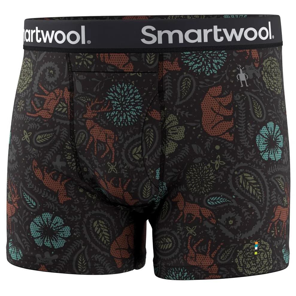 Мъжко мериносово термобельо Smartwool Merino Print Boxer Brief Boxed Merino base layer - Black Paisley
