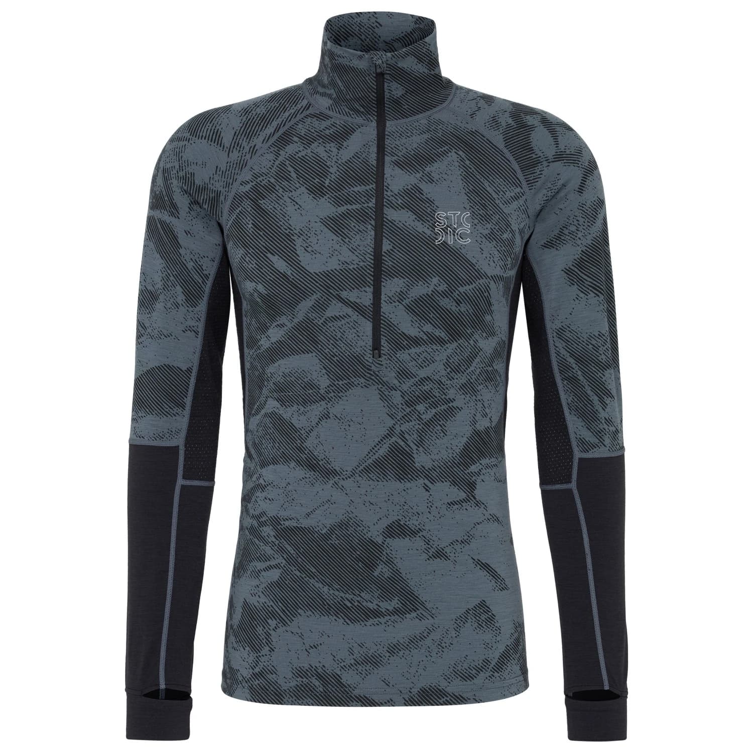 Мъжка мериносова блуза Stoic MerinoMesh150 SadjemSt. L/S Half Zip Merino base layer - Ink Grey / AOP