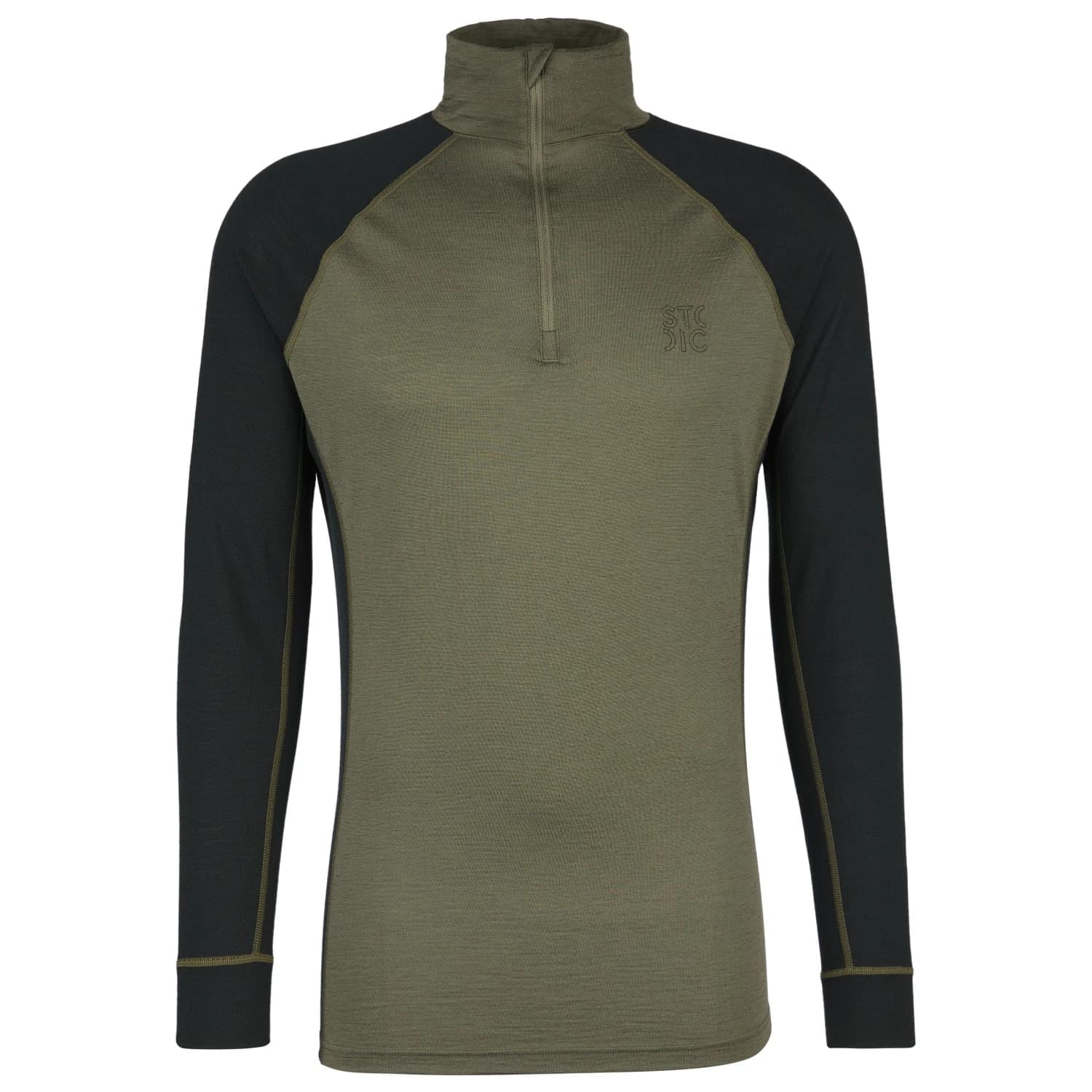 Мъжко мериносово термобельо Stoic Merino180 BengtSt. Half Zip Merino base layer - Black / Olive Green