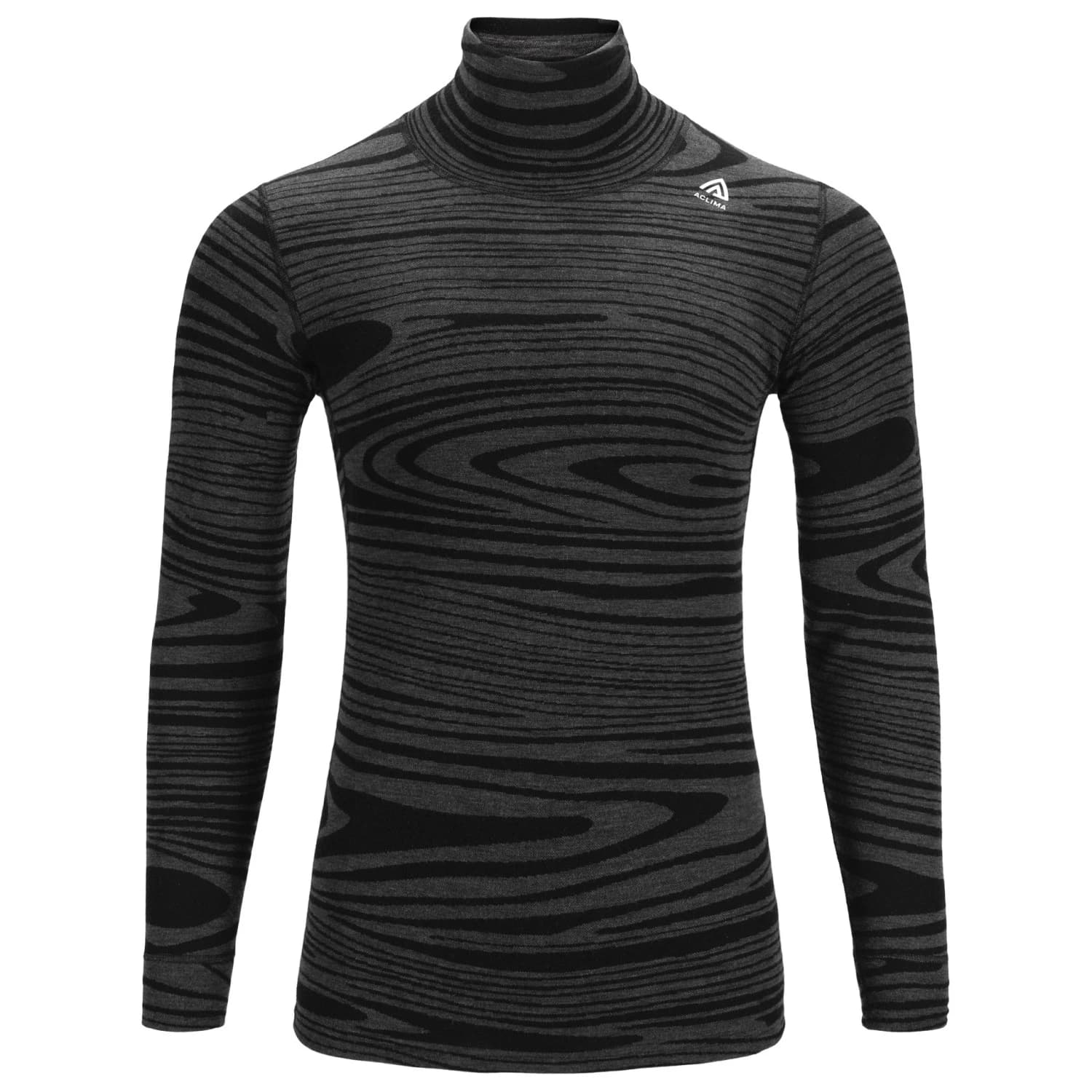 Мъжко мериносово термобельо Aclima WarmWool Roll Neck Merino base layer - Black Motion
