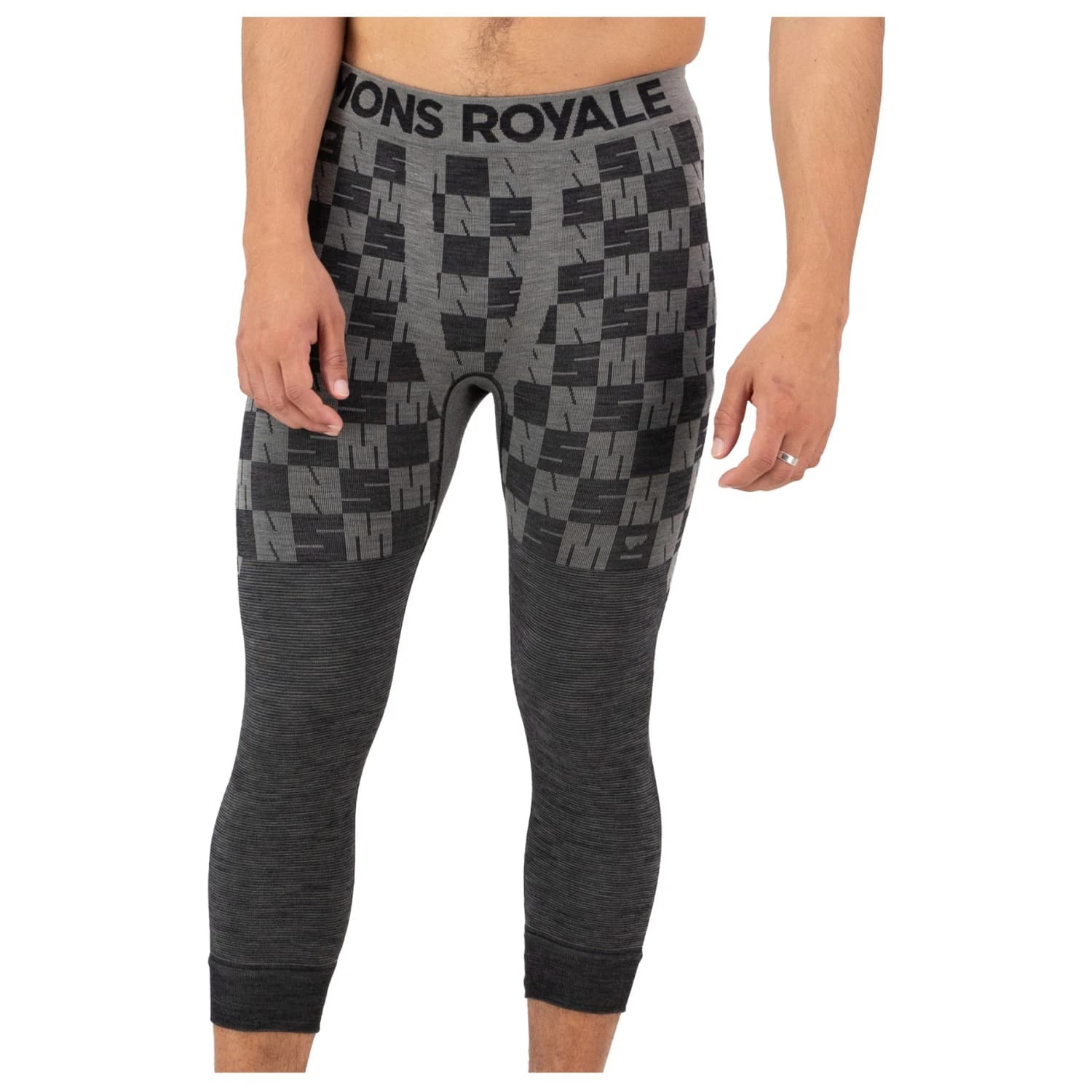 Мериносово термобельо Mons Royale Ascender Merino Seamless 3/4 Legging Merino base layer - Dried Sage / Black