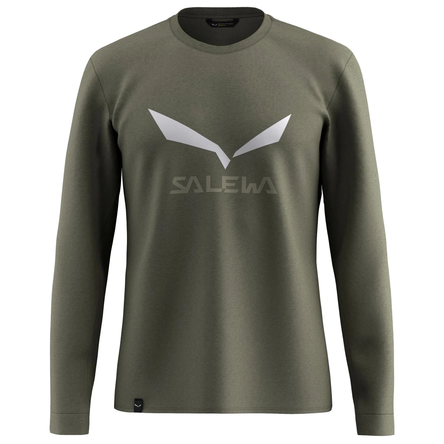 Мъжка спортна тениска Salewa Solidlogo Dry L/S Tee Longsleeve - Faded Green