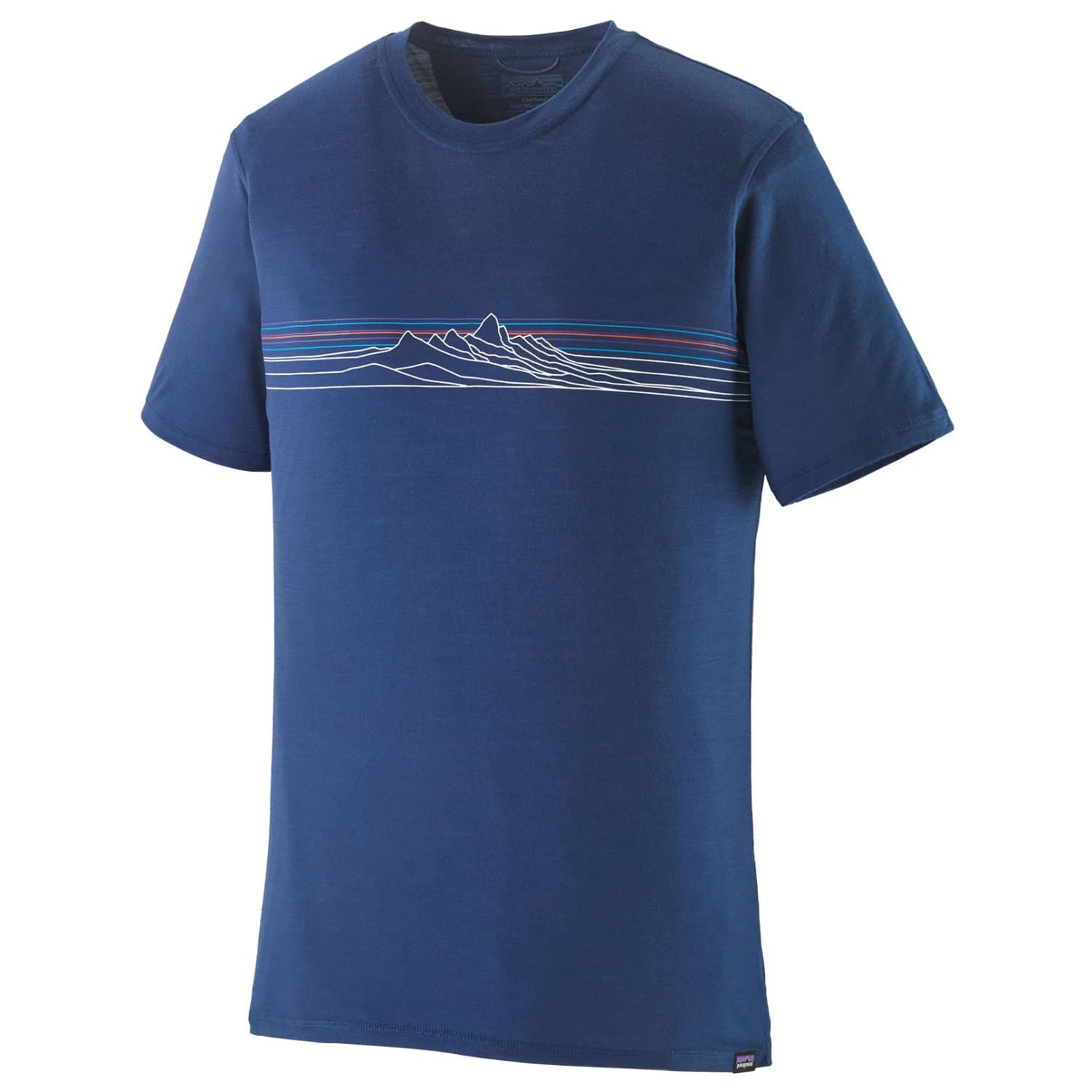 Мъжка мериносова блуза Patagonia Cap Cool Merino Graphic Shirt Merino shirt - Strata Stripe: Clement Blue