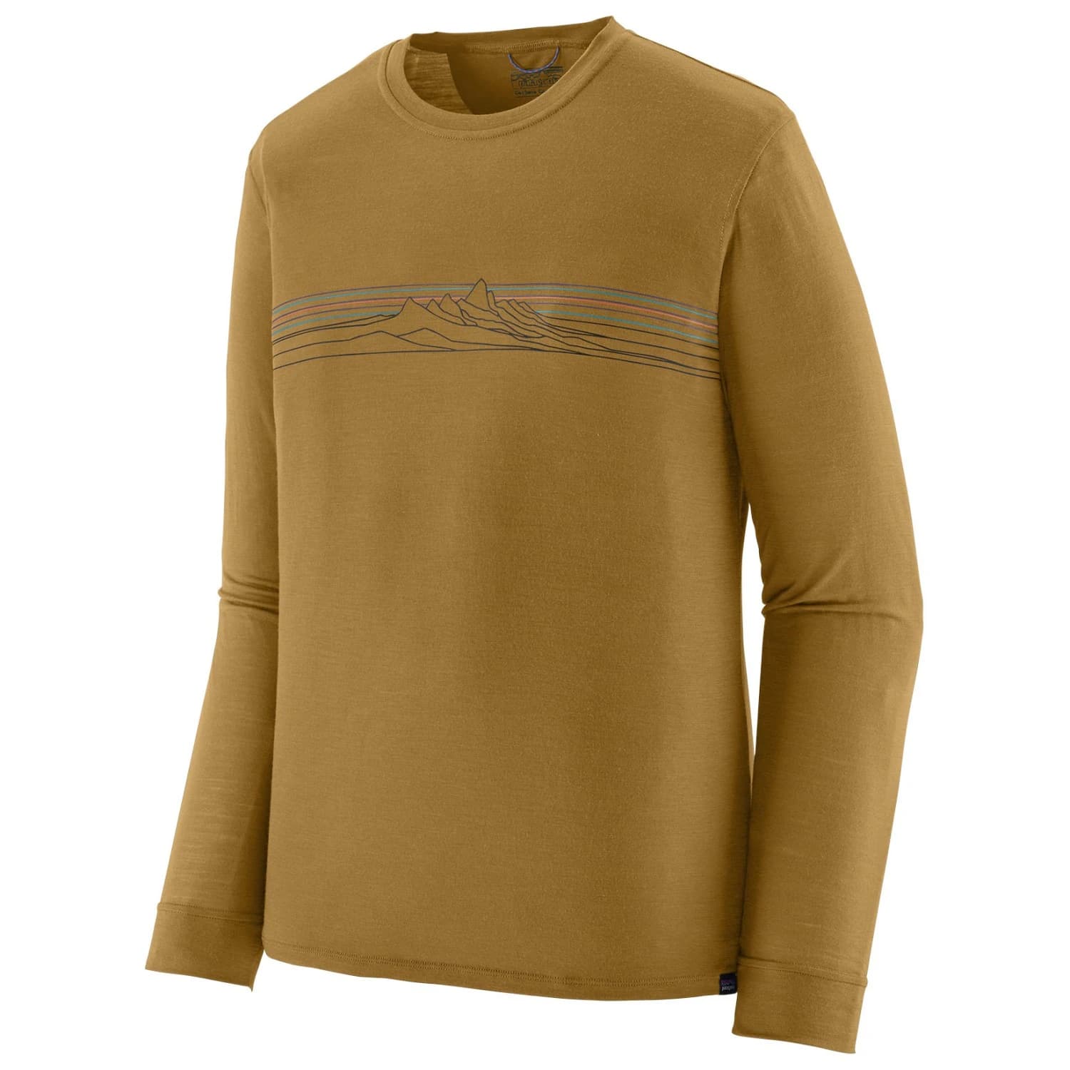 Мъжка мериносова блуза Patagonia L/S Cap Cool Merino Graphic Shirt Merino shirt - Strata Stripe: Bobcat Brown
