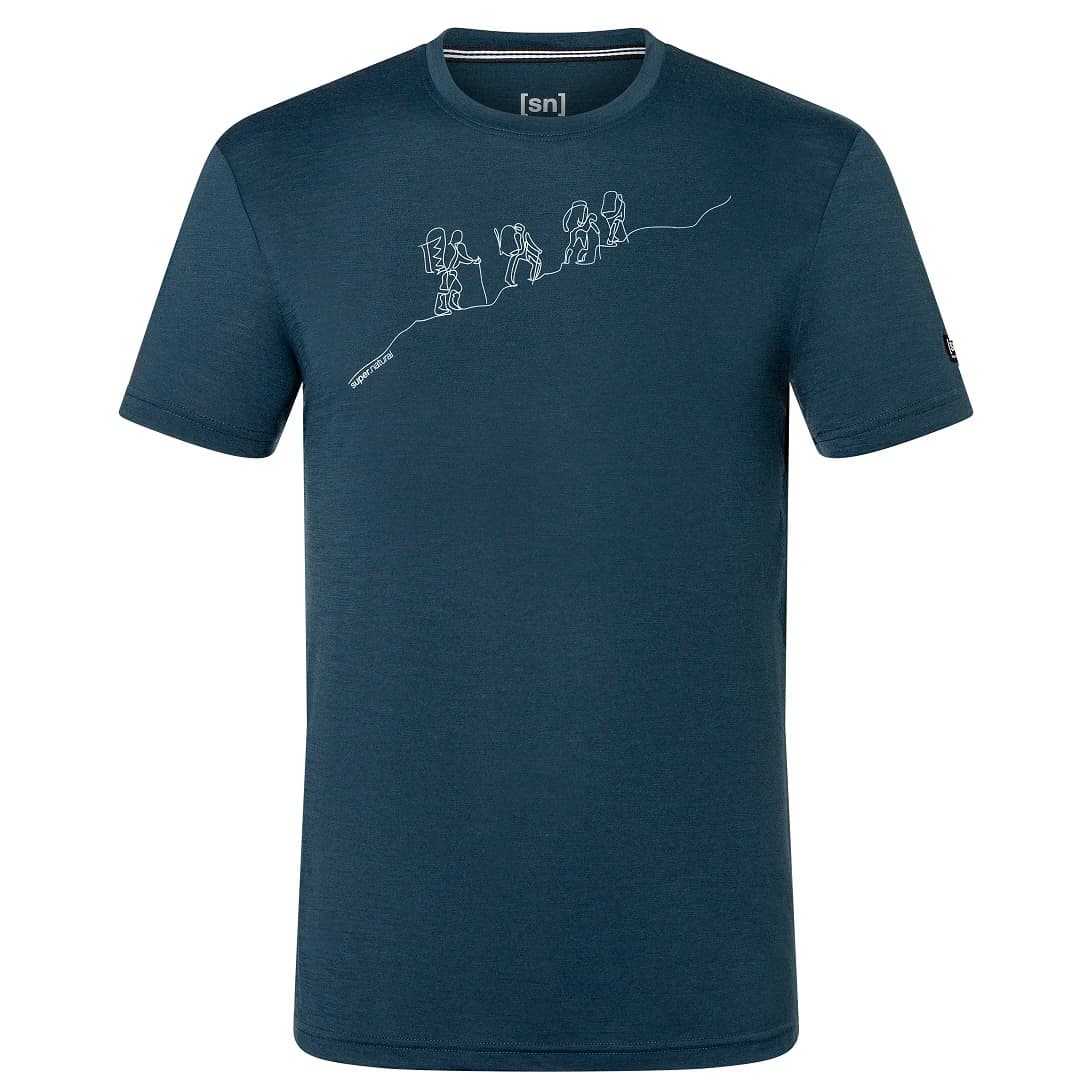 Мъжка мериносова блуза super.natural Hiking Tee Merino shirt - Blueberry / Vapor Grey