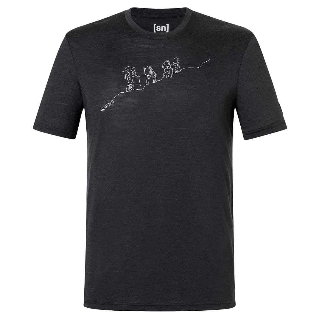 Мъжка мериносова блуза super.natural Hiking Tee Merino shirt - Jet Black / Vapor Grey