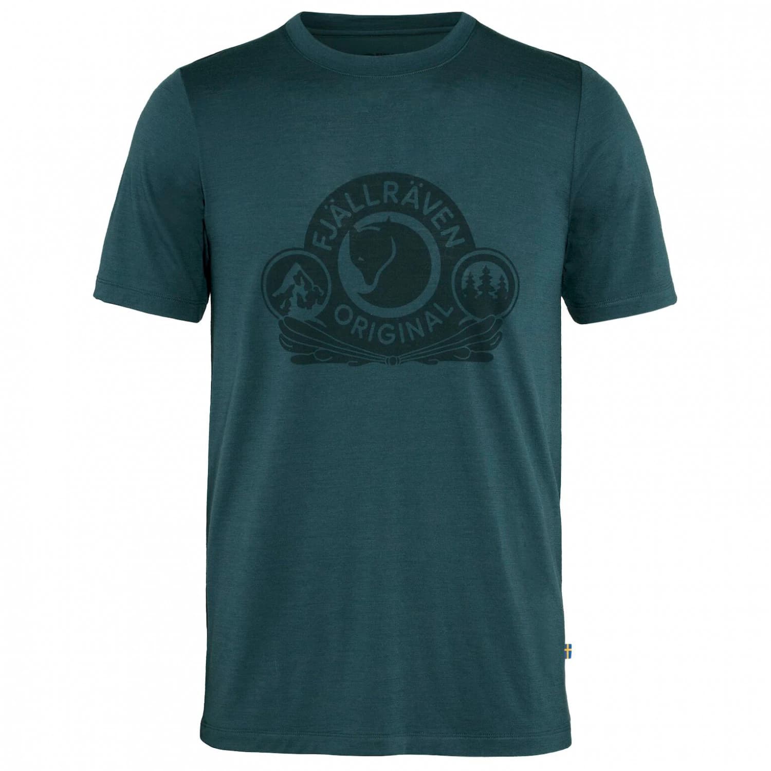 Мъжка мериносова блуза Fjällräven Abisko Wool Classic S/S Merino shirt - Dark Navy