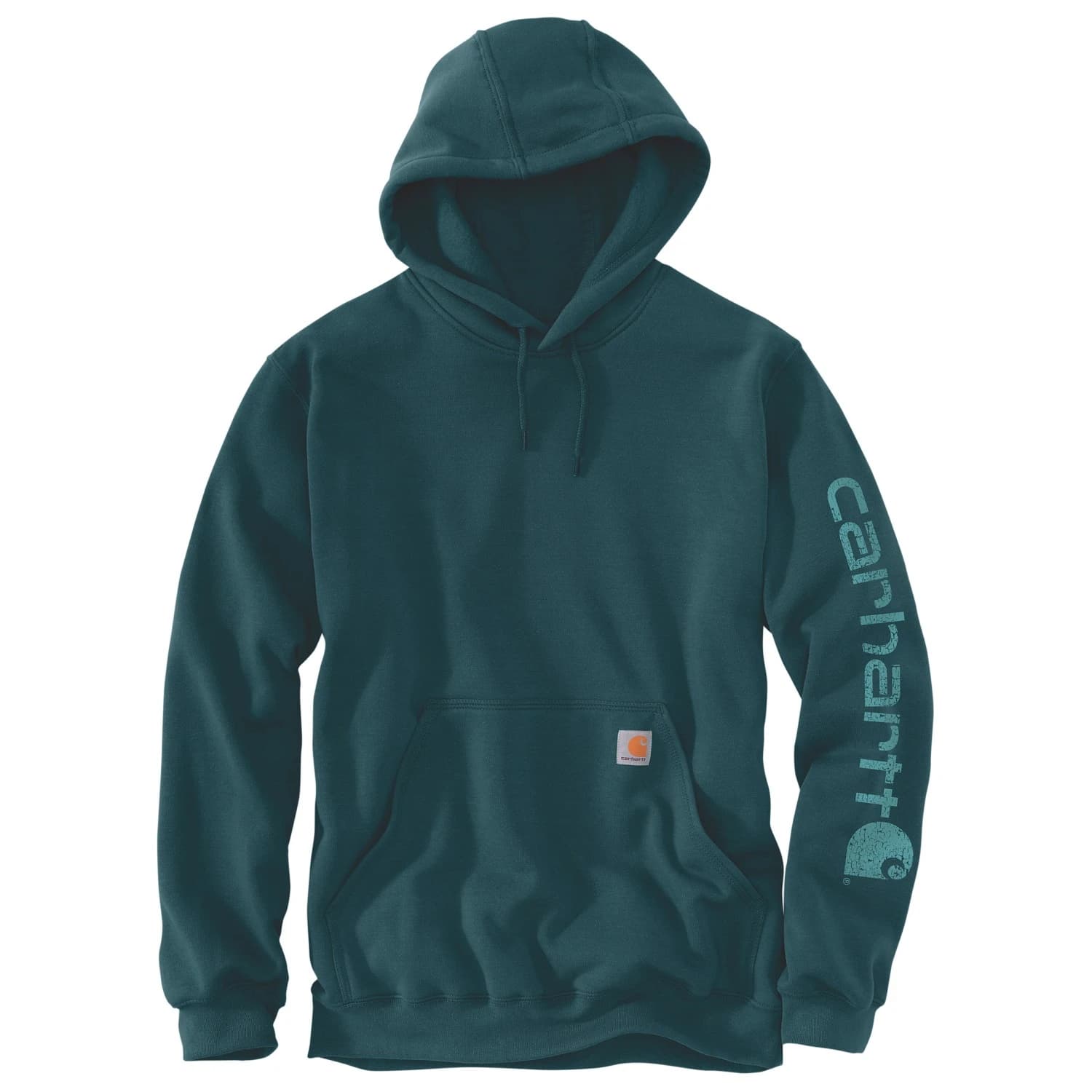 Суичър Carhartt Sleeve Logo Hooded Sweatshirt Hoodie - Dark Harbor Teal Heather