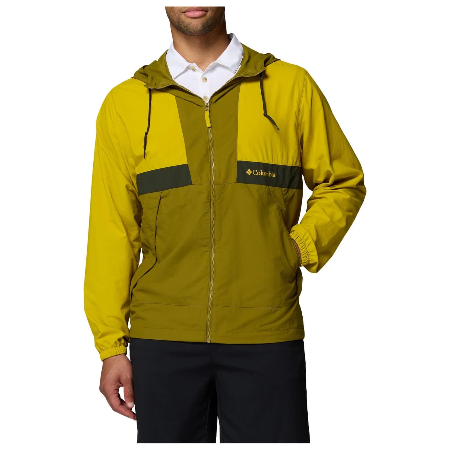 Мъжко ветрозащитно яке Columbia Spire Valley Hooded Windbreaker Windproof jacket - Antique Moss / Mossy Green / Greenscape