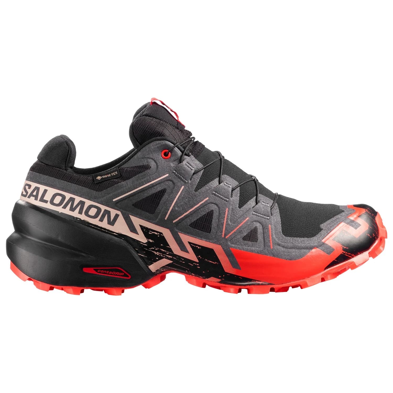 Маратонки Salomon Speedcross 6 Gore-Tex Trail running shoes - Black / Fiery Red / Almond Milk