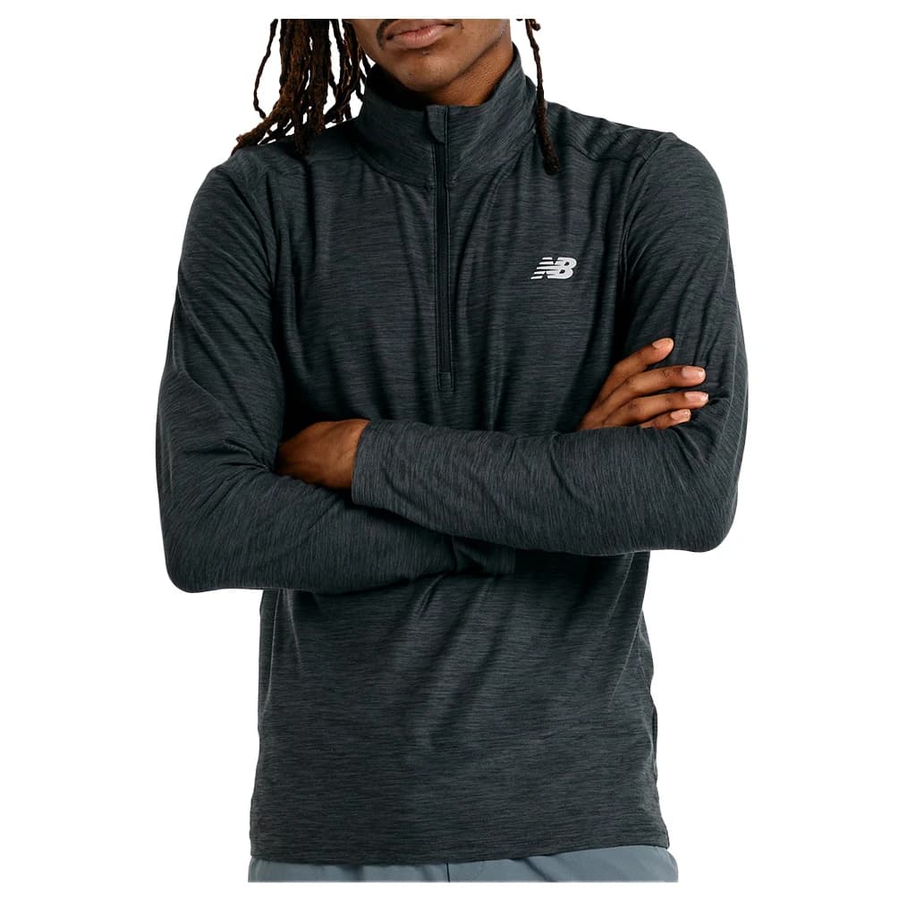 Мъжко яке за бягане New Balance Space Dye 1/4 Zip Synthetic jumper - Black