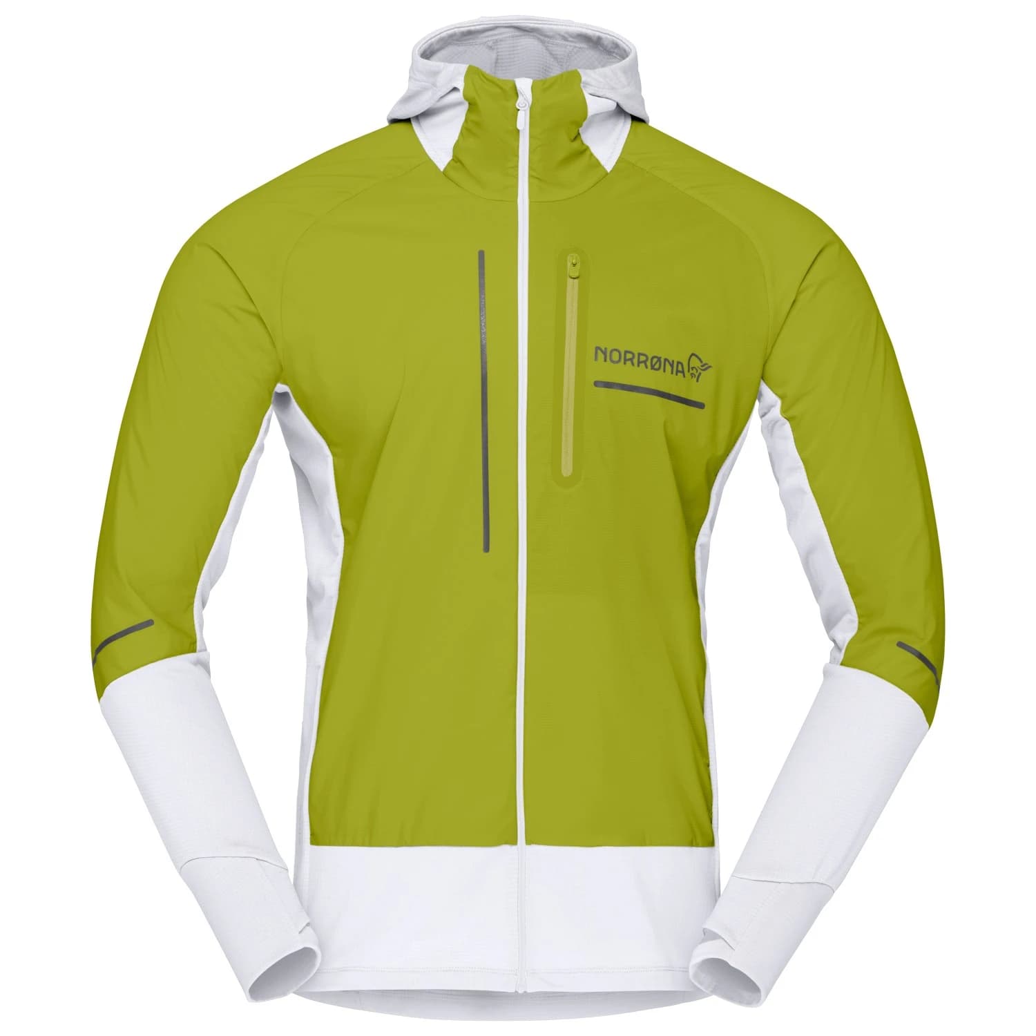 Мъжко яке за бягане Norrøna Senja Alpha90 Hood Running jacket - Golden Lime / Snow White