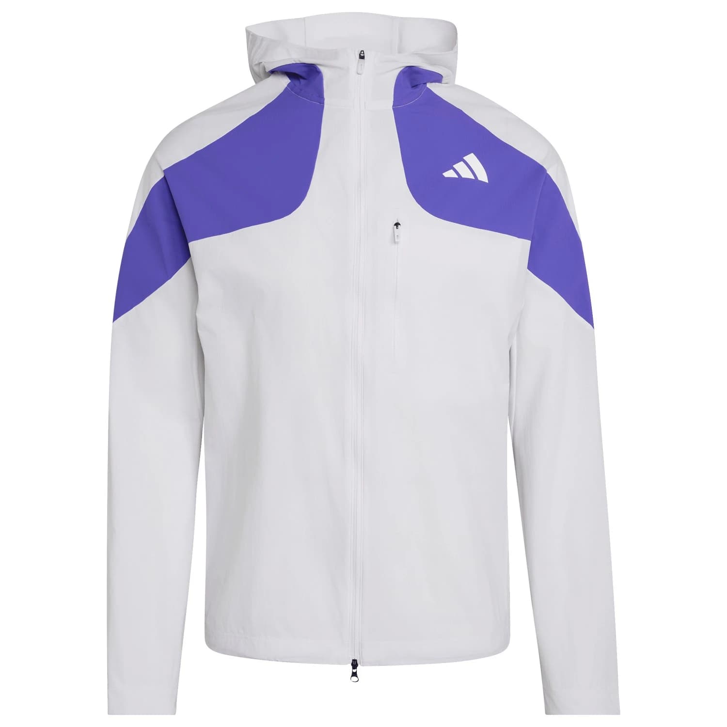 Мъжко яке за бягане adidas ADIzero Running Jacket - White / Solar Purple