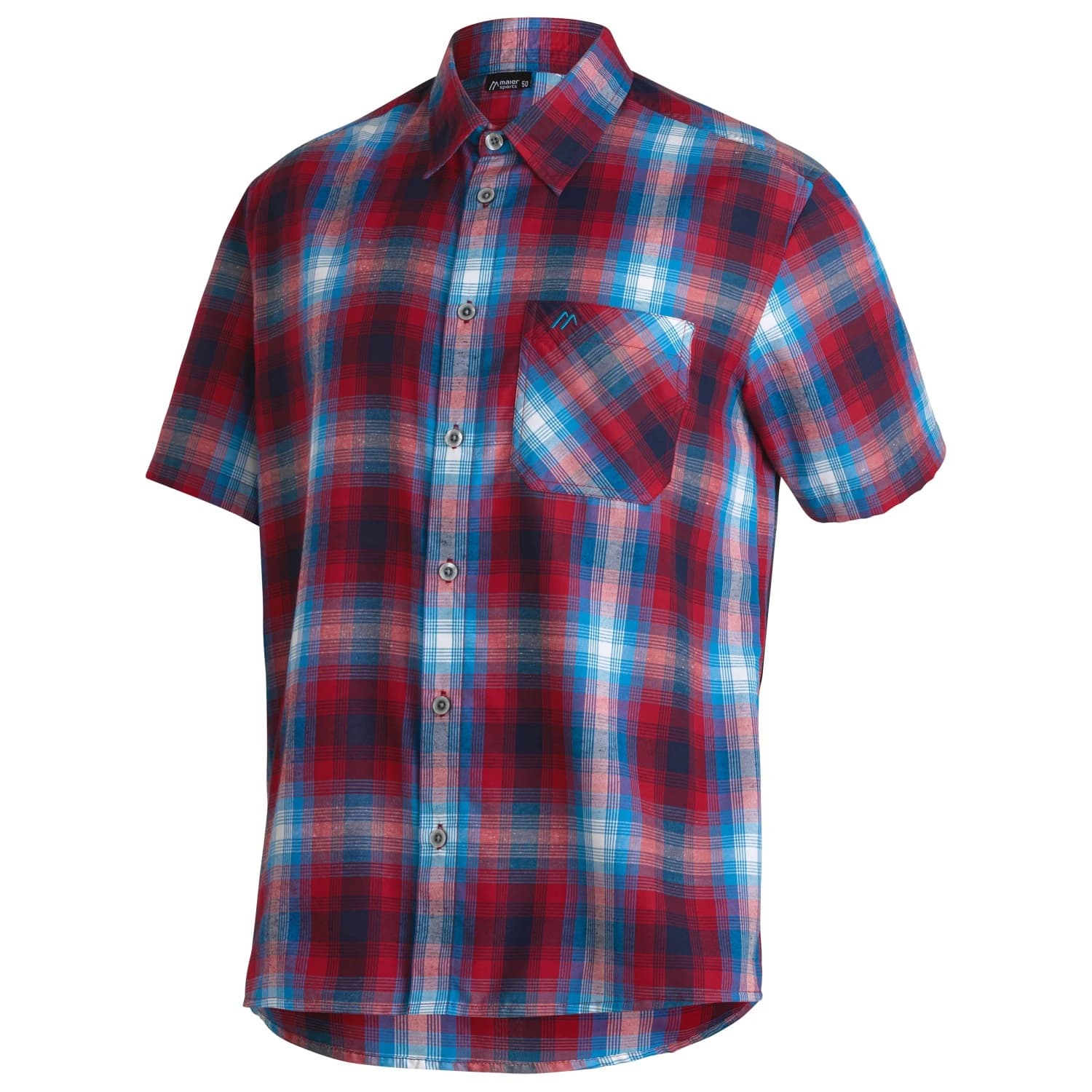 Мъжка риза с копчета Maier Sports Mauro Shirt - Salsa / Blue Aster / Check