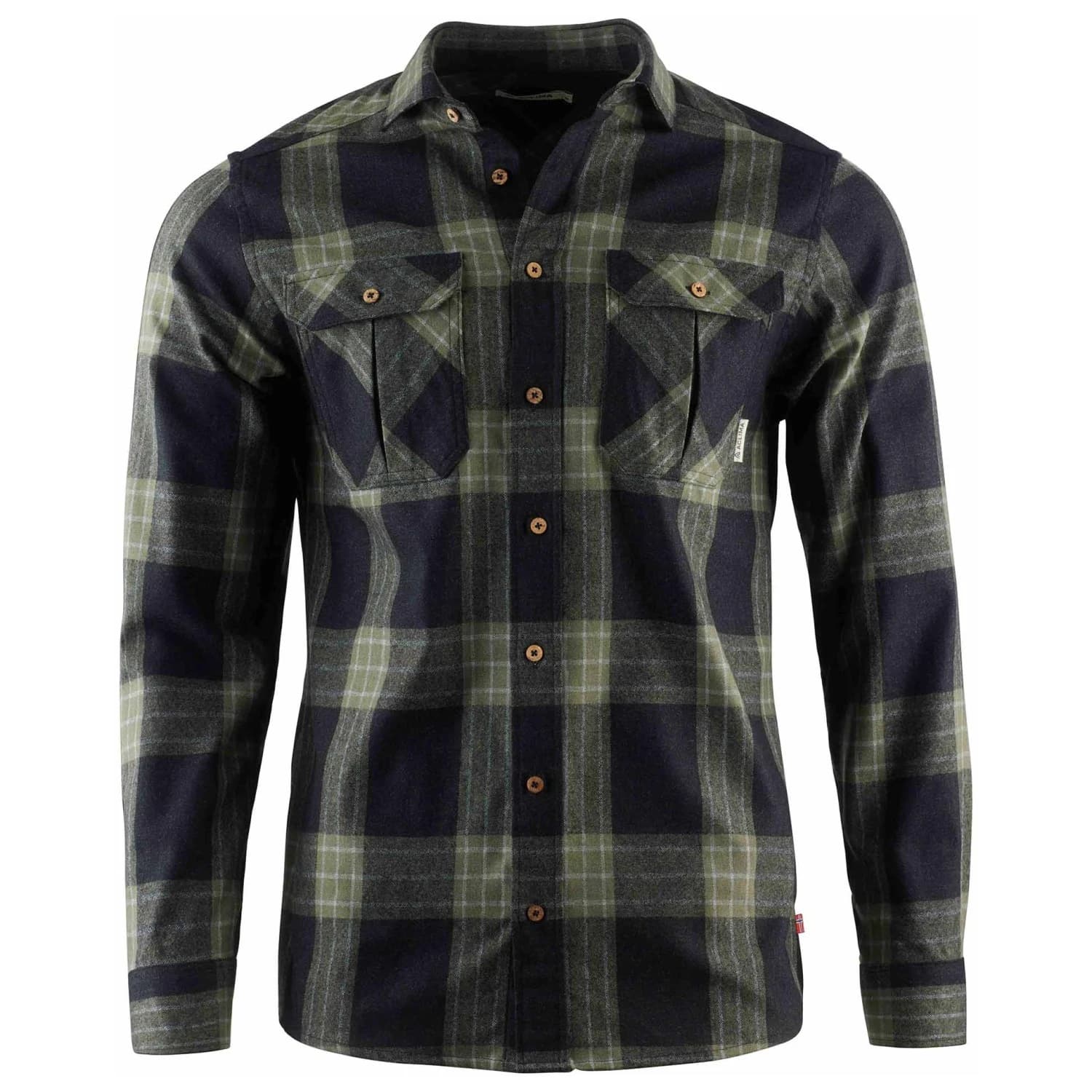 Мъжка мериносова блуза Aclima Leisurewool Reborn Woolshirt Shirt - Check Dark Grey / Salvia