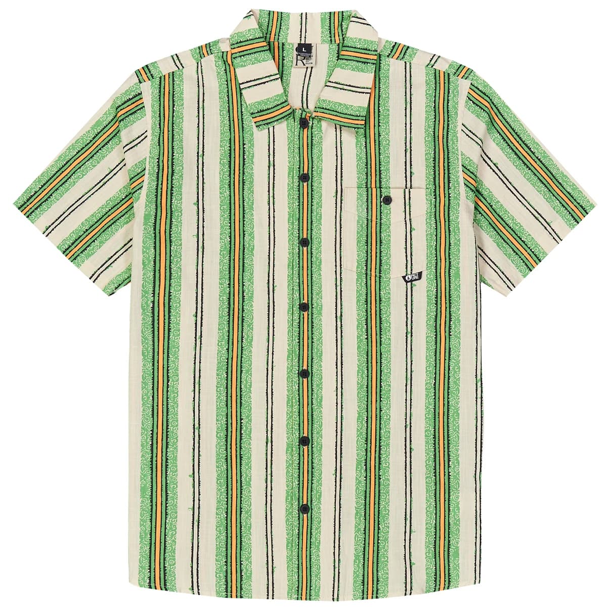 Мъжка риза с копчета Picture Mataikona S/S Shirt - Greenstripes Print