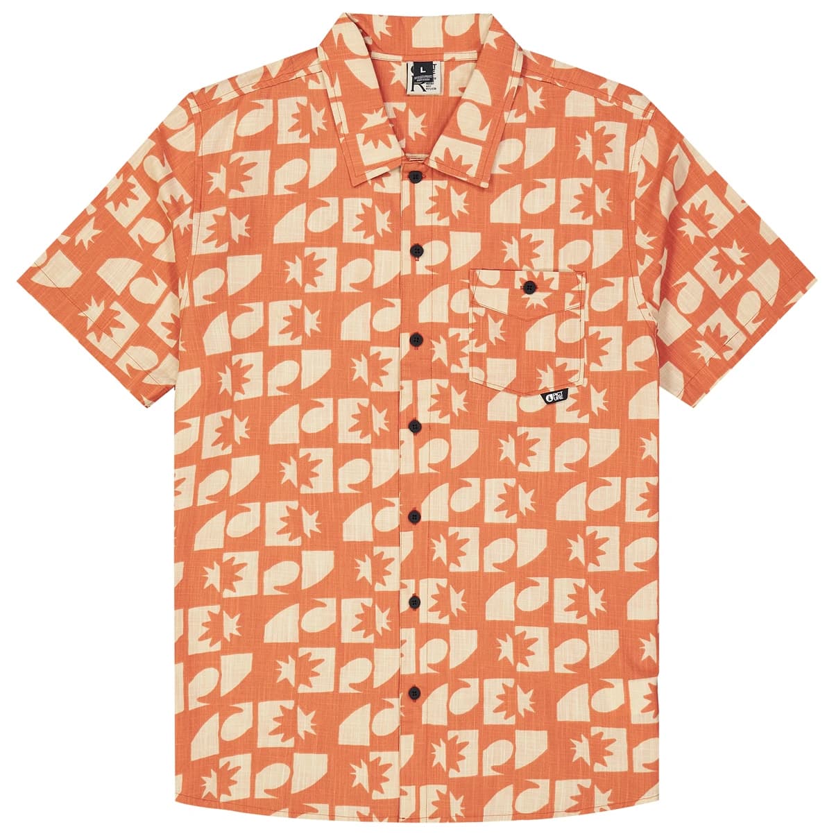 Мъжка риза с копчета Picture Mataikona S/S Shirt - Sunset Waves Print
