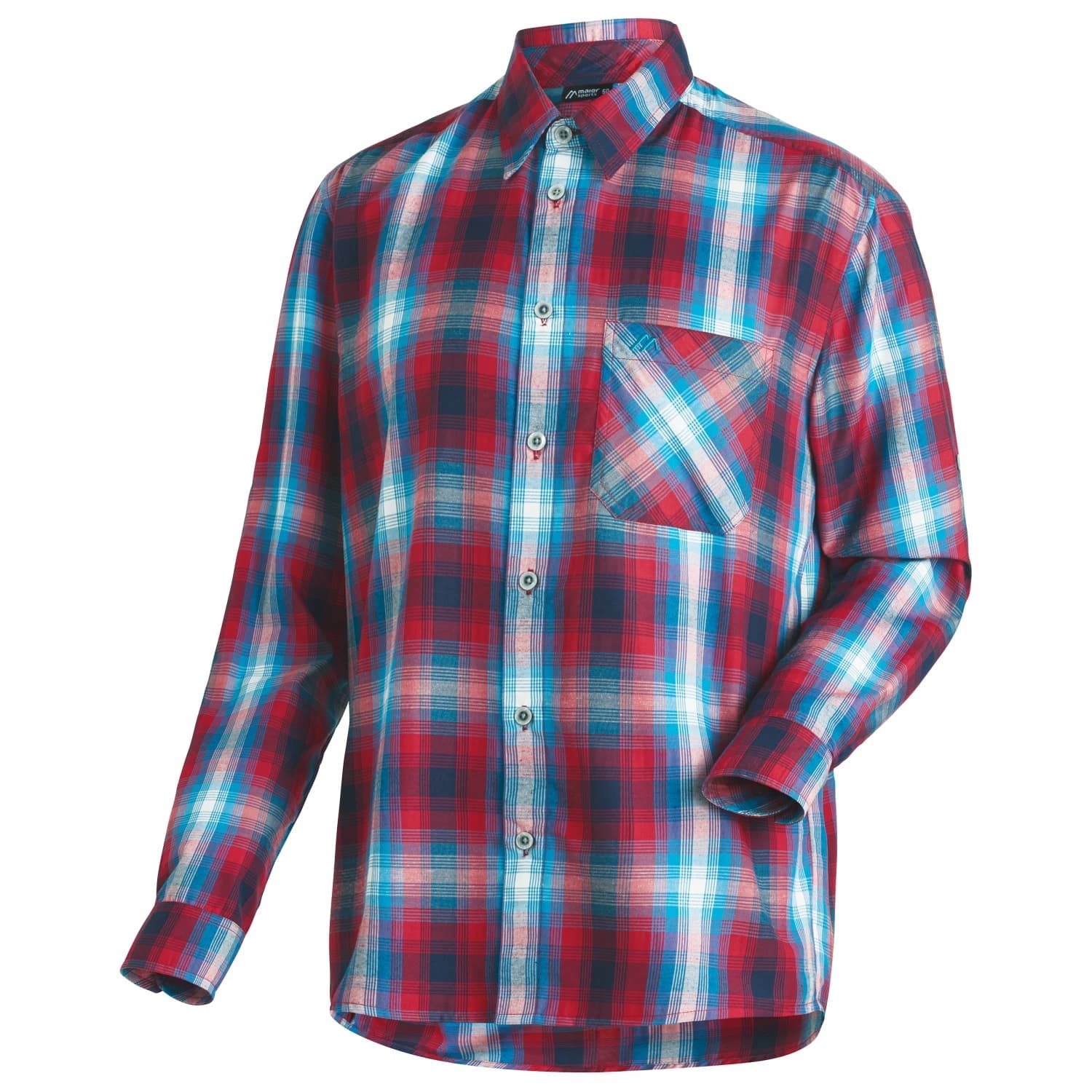Мъжка риза с копчета Maier Sports Claas Shirt - Salsa / Blue Aster / Check