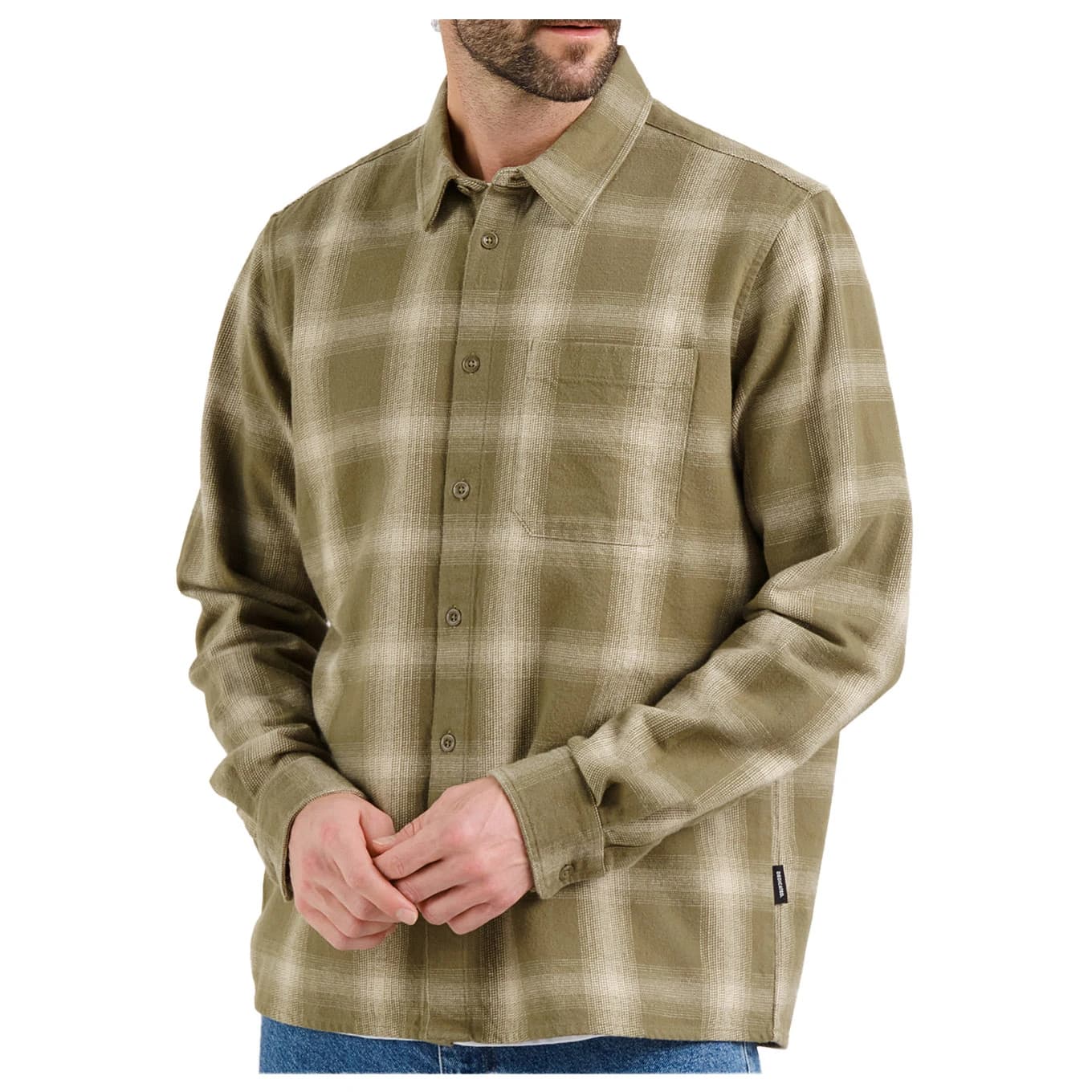 Мъжка риза с копчета DEDICATED Shirt Rute Flannel Shadow Check Shirt - Leaf Green