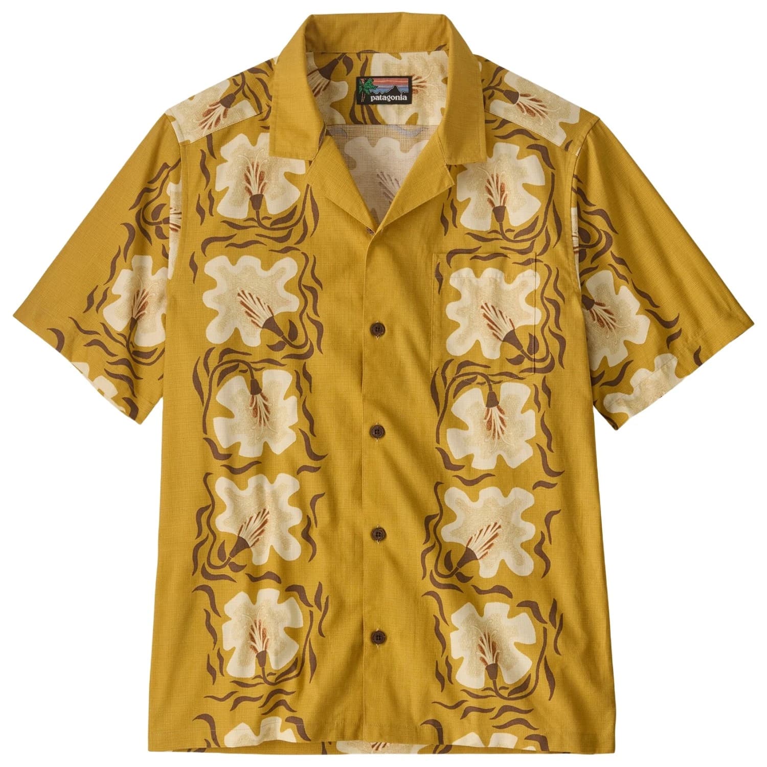Мъжка риза с копчета Patagonia Tidal Threads Camp Shirt - Future Flowers: Honey Gold