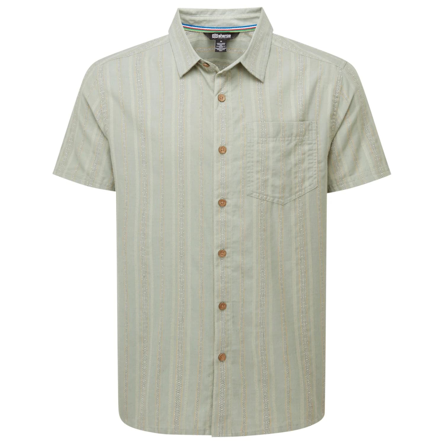 Мъжка риза с копчета Sherpa Belbari S/S Shirt - Celery