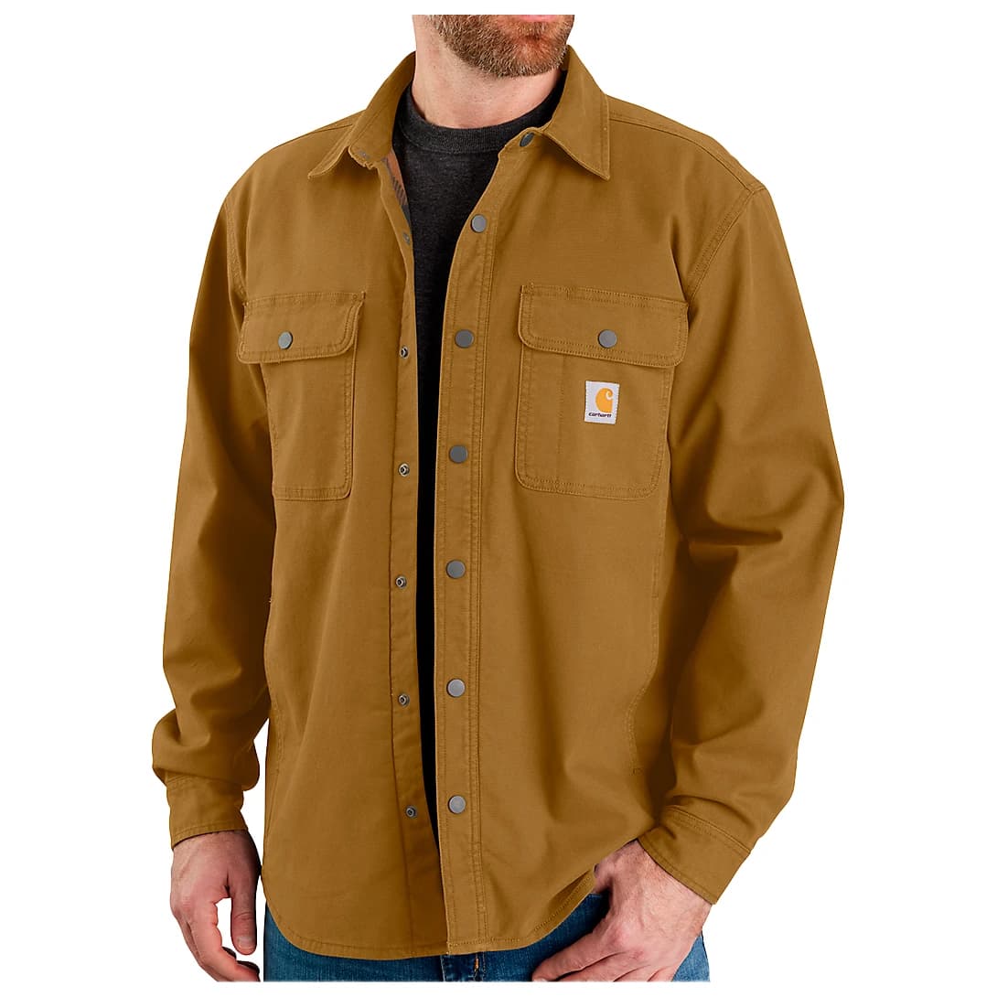 Мъжка риза с копчета Carhartt Canvas Fleece-Lined Shirt Jacket Shirt - Oak Brown