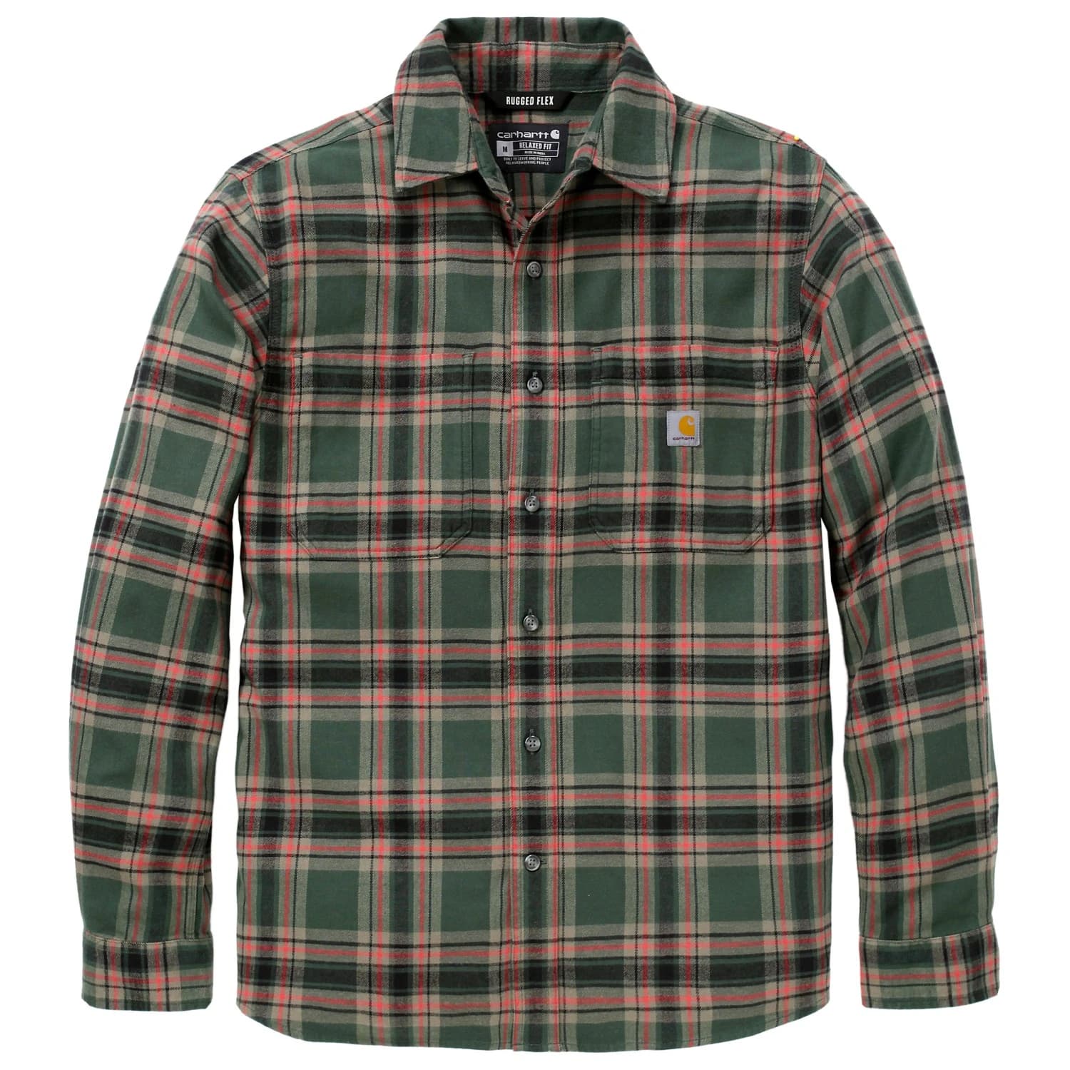 Мъжка риза с копчета Carhartt Flannel L/S Plaid Shirt - Forestry Green / Amber Terrain