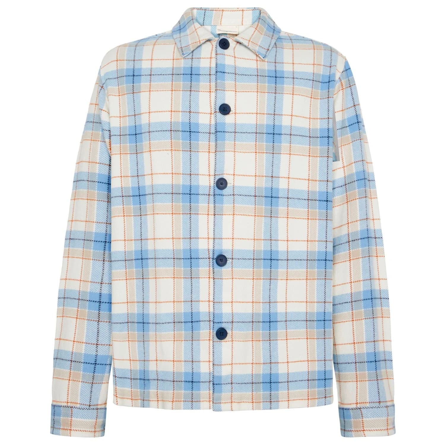 Мъжка риза с копчета Knowledgecotton apparel Big Checked Heavy Flannel Shirt - Blue Check