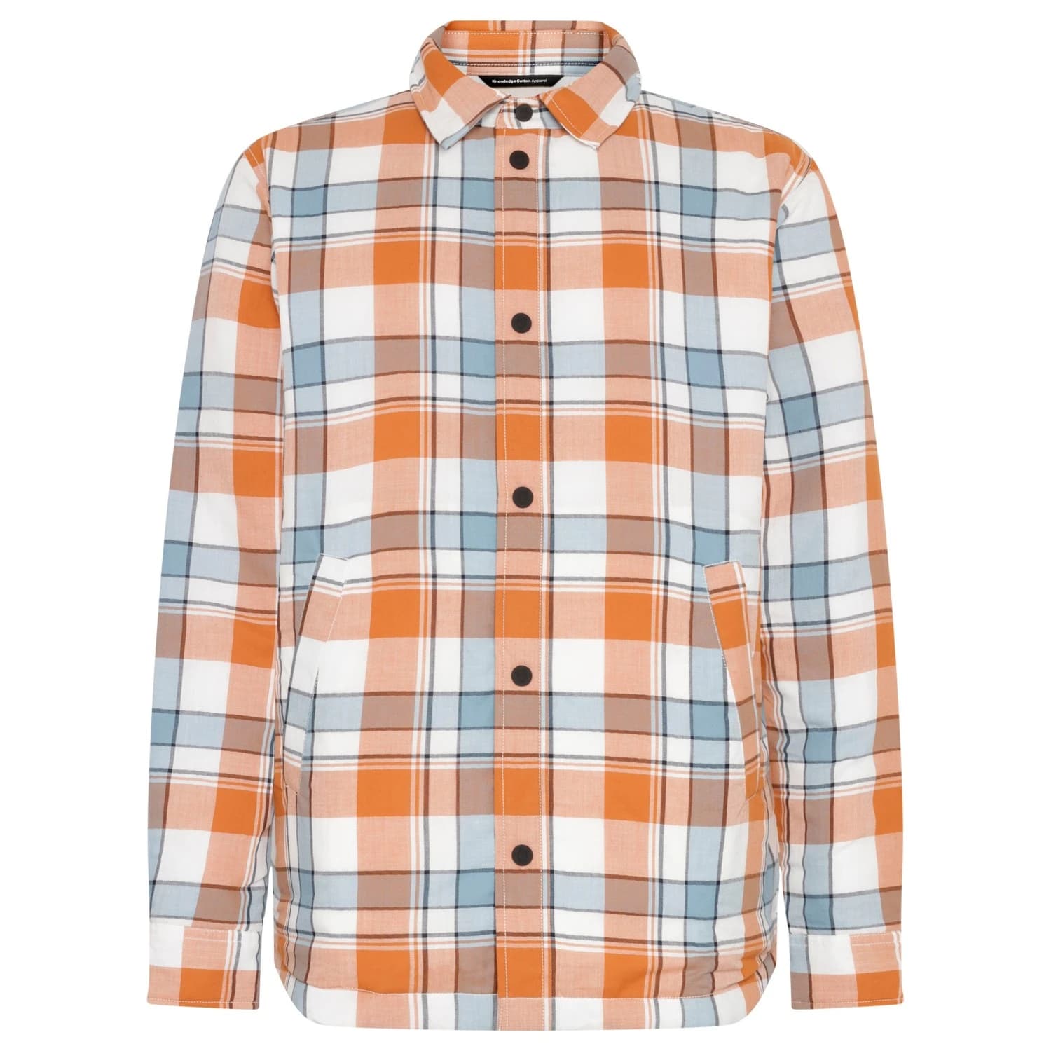 Мъжка риза с копчета KnowledgeCotton Apparel Checked Loose Fit Padded Overshirt Shirt - Orange Check