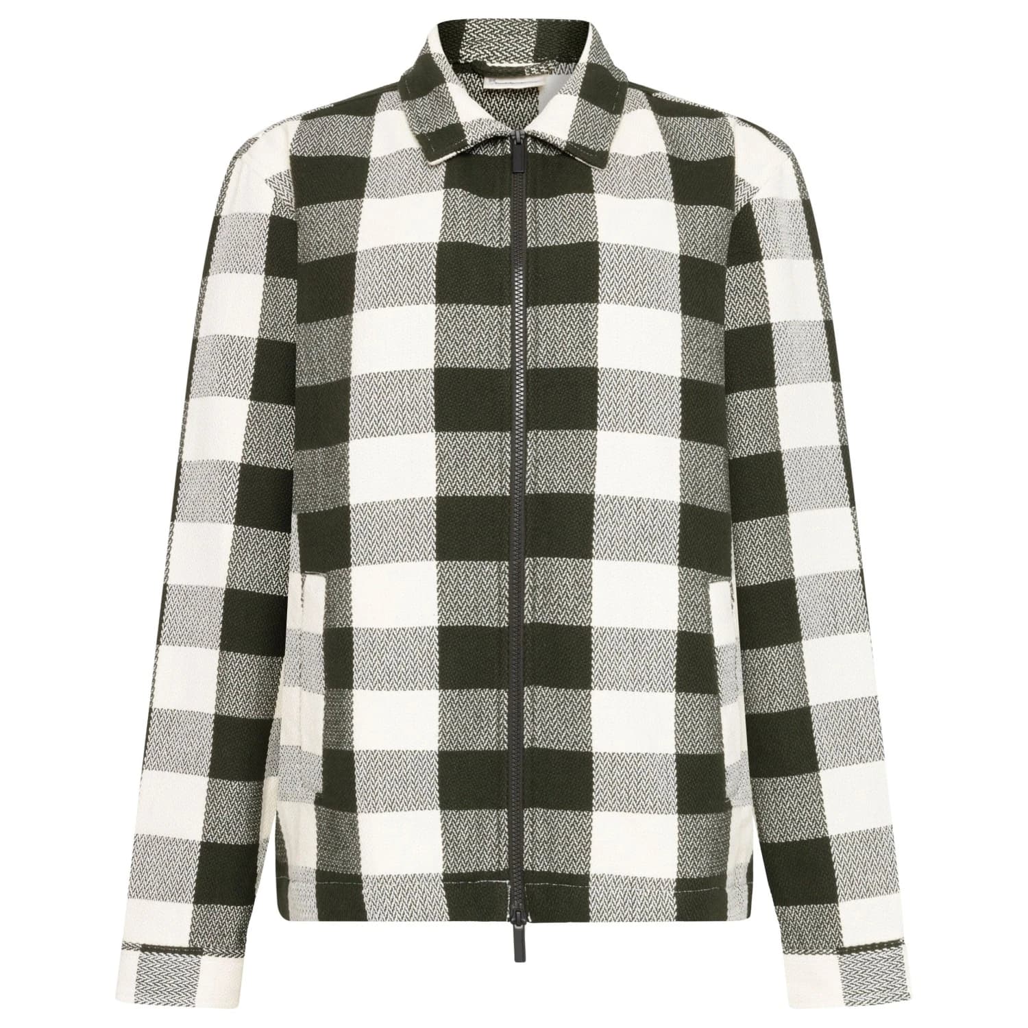 Мъжка риза с копчета KnowledgeCotton Apparel Checkered Heavy Flannel Overshirt Shirt - Green Check