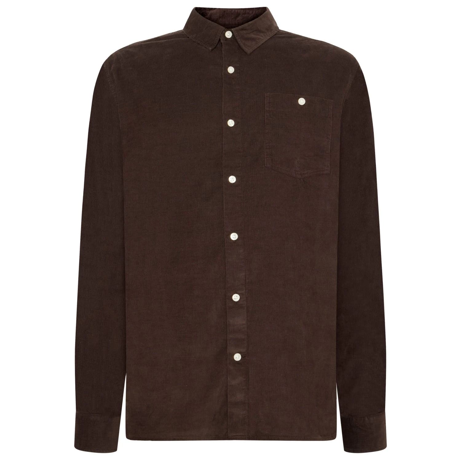 Мъжка риза с копчета Knowledgecotton apparel Regular 26-Wales Corduroy Shirt - Chocolate Torte