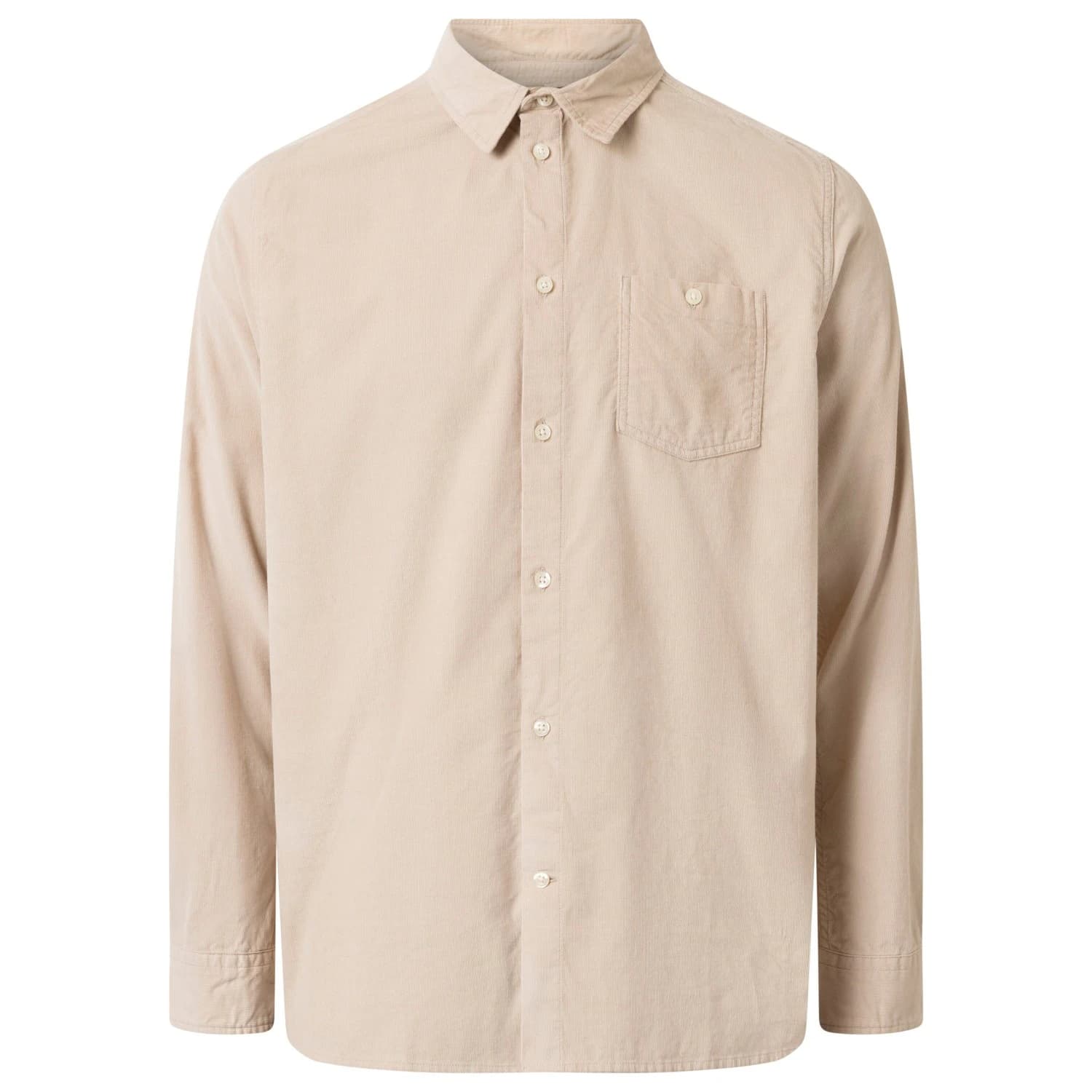 Мъжка риза с копчета Knowledgecotton apparel Regular 26-Wales Corduroy Shirt - Light Feather Gray