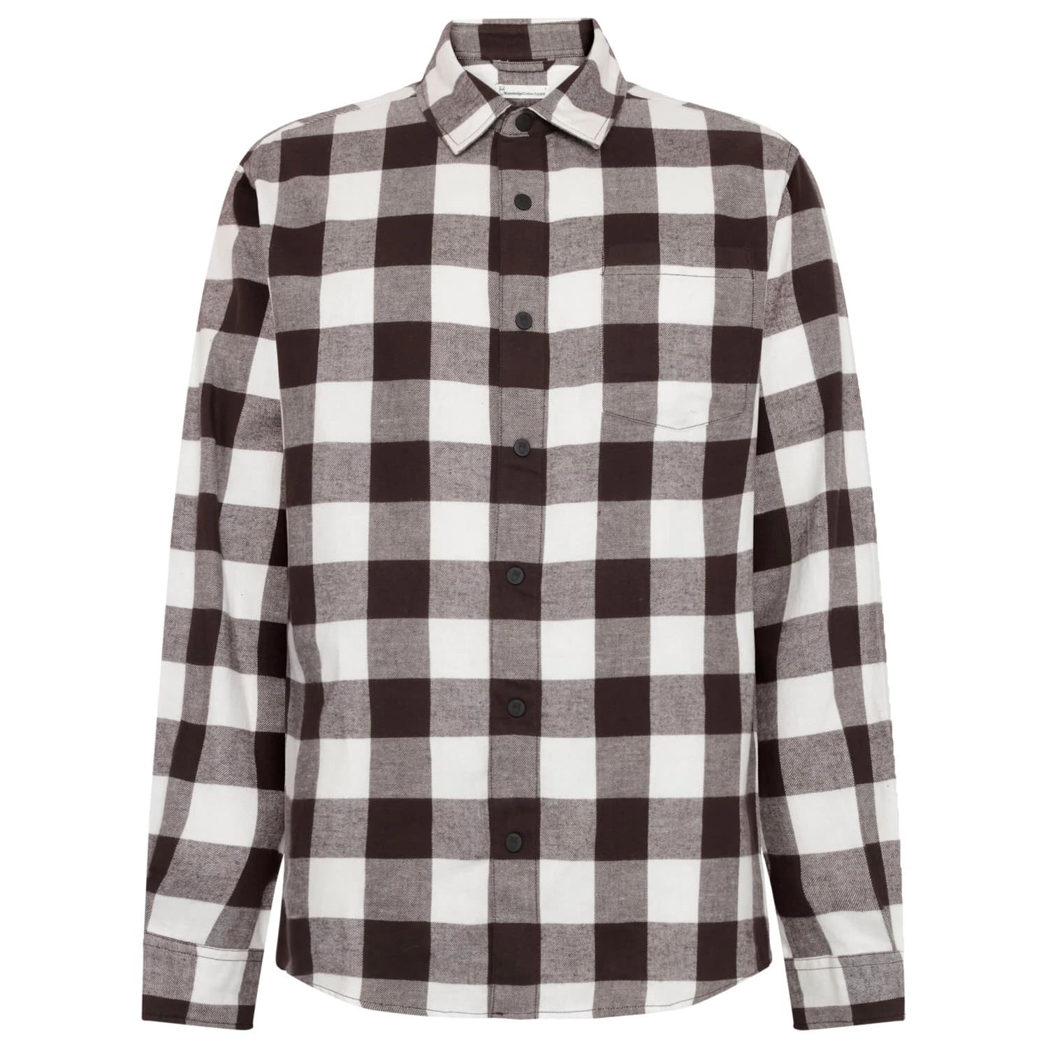 Мъжка риза с копчета KnowledgeCotton Apparel Regular Fit Checkered Flannel Shirt - Brown Check