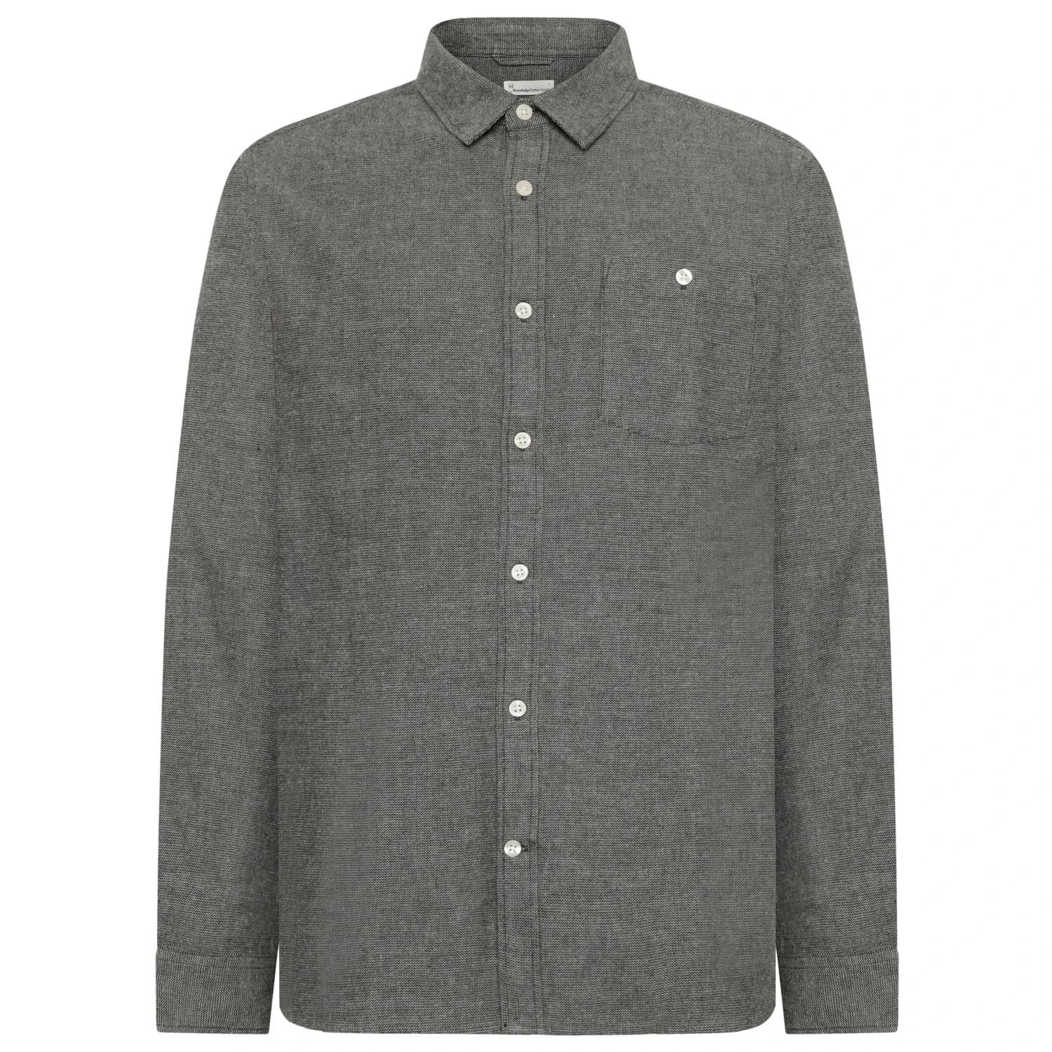 Мъжка риза с копчета Knowledgecotton apparel Zig-Zag Twill Structure Shirt - Forrest Night