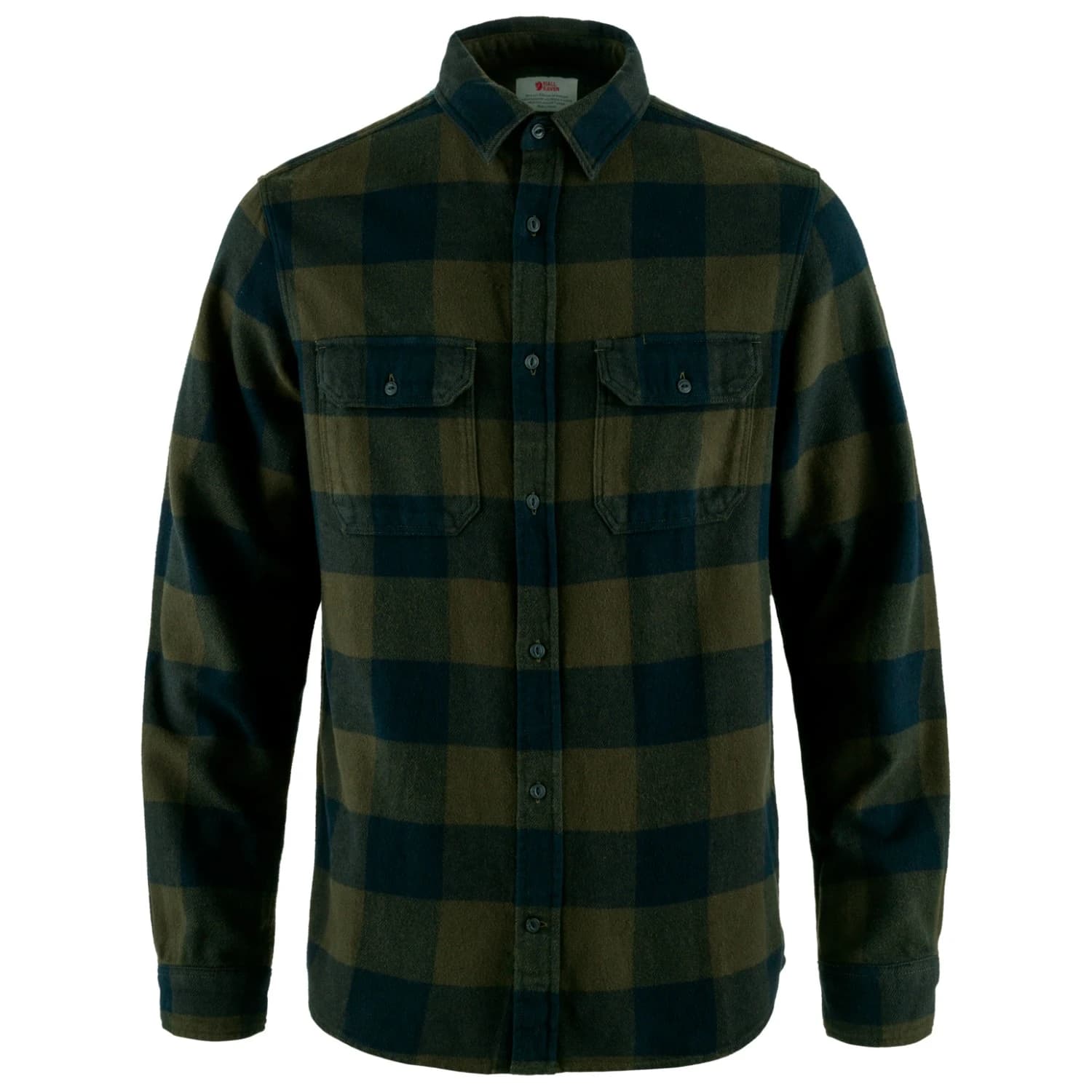 Мъжка риза с копчета Fjällräven Övik Heavy Flannel Shirt - Deep Forest / Dark Navy