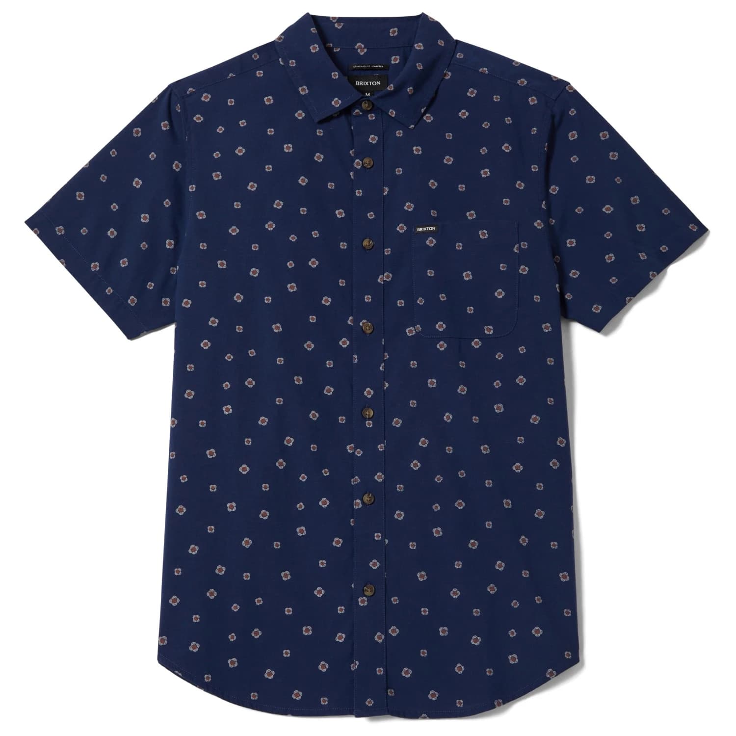Мъжка риза с копчета Brixton Charter Print S/S Woven Shirt - Midnight Blue Geo