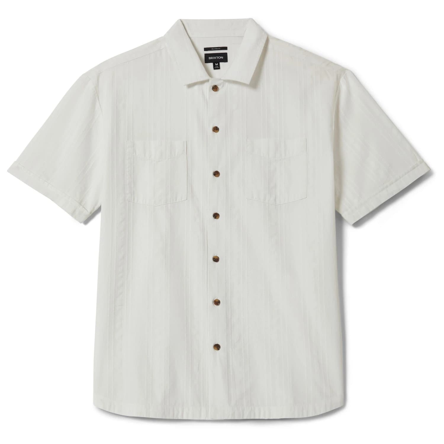 Мъжка риза с копчета Brixton The Vintage S/S Woven Shirt - Off White Jacquard Stripe