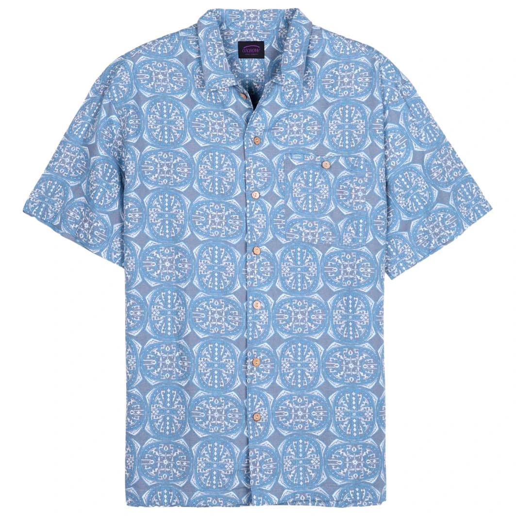 Мъжка риза с копчета Oxbow Darts Short Sleeves Shirt - Lost Blue