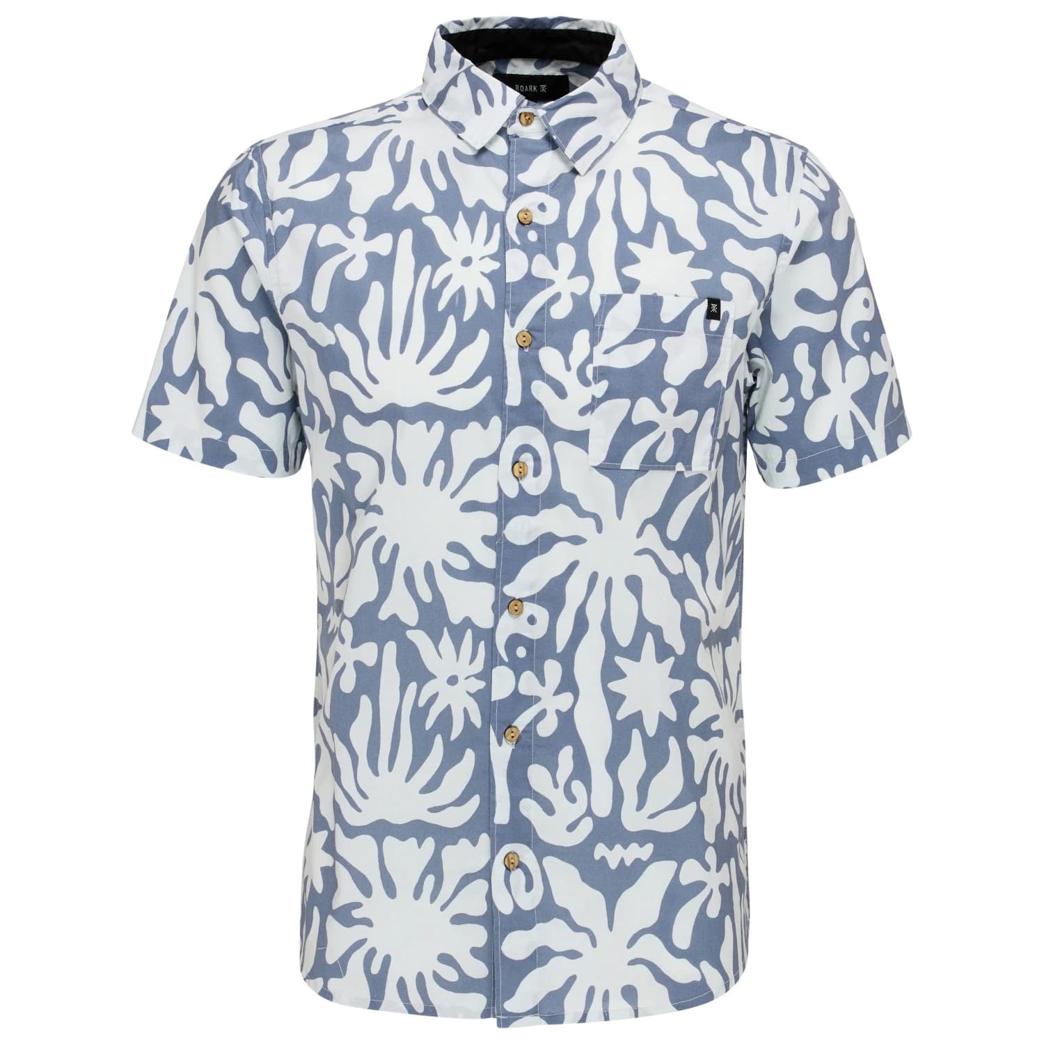 Мъжка риза с копчета Roark Journey S/S Woven Shirt - Neptune