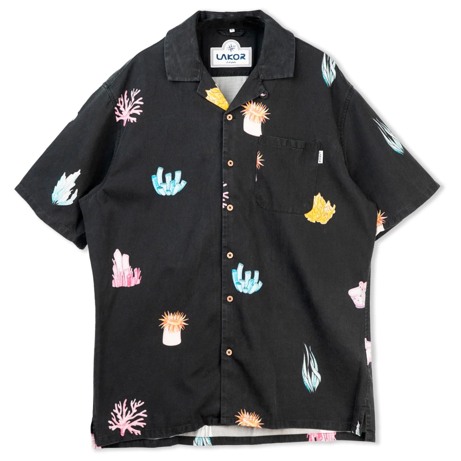 Мъжка риза с копчета LAKOR Coral Short Sleeve Shirt - Moonless Night
