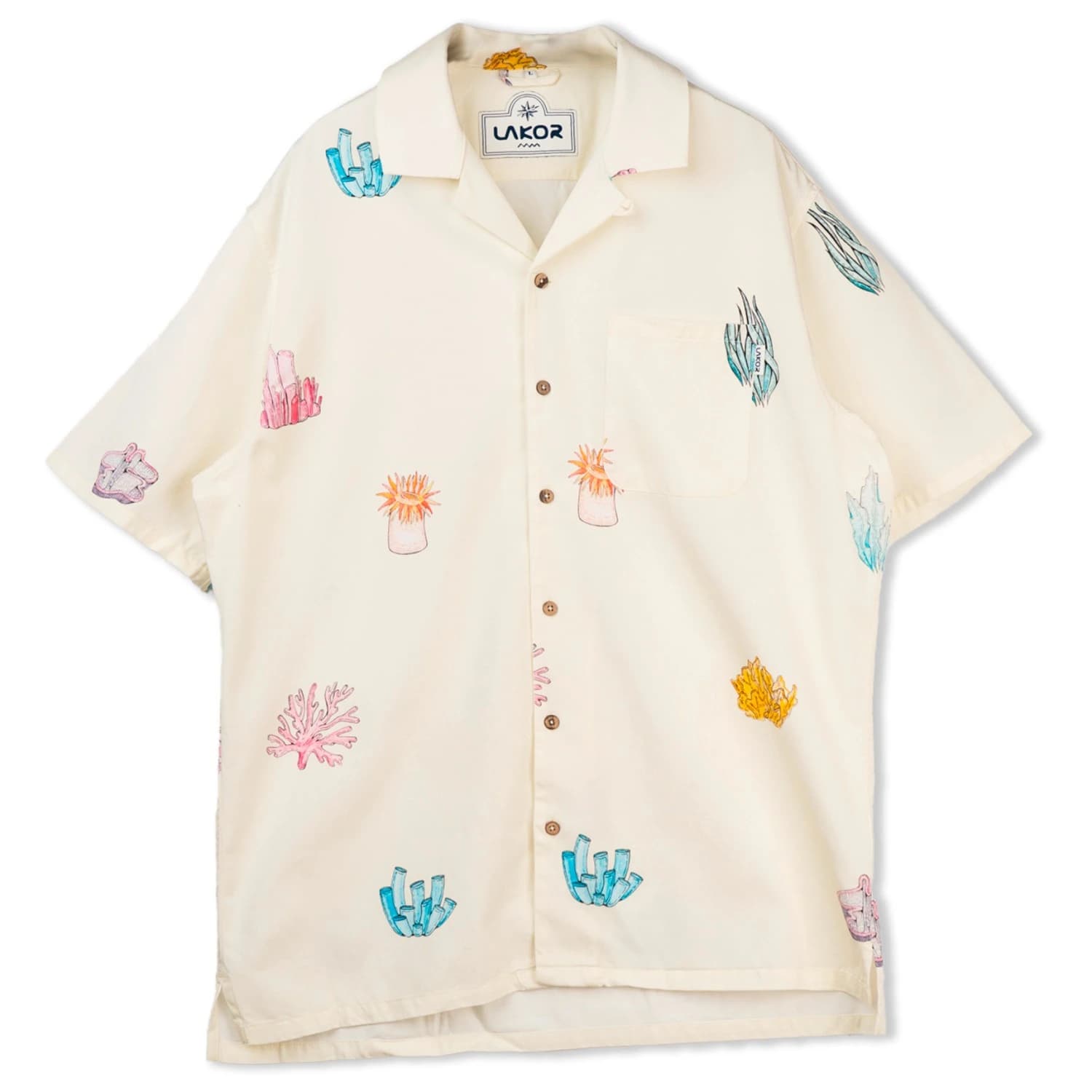 Мъжка риза с копчета LAKOR Coral Short Sleeve Shirt - Star White
