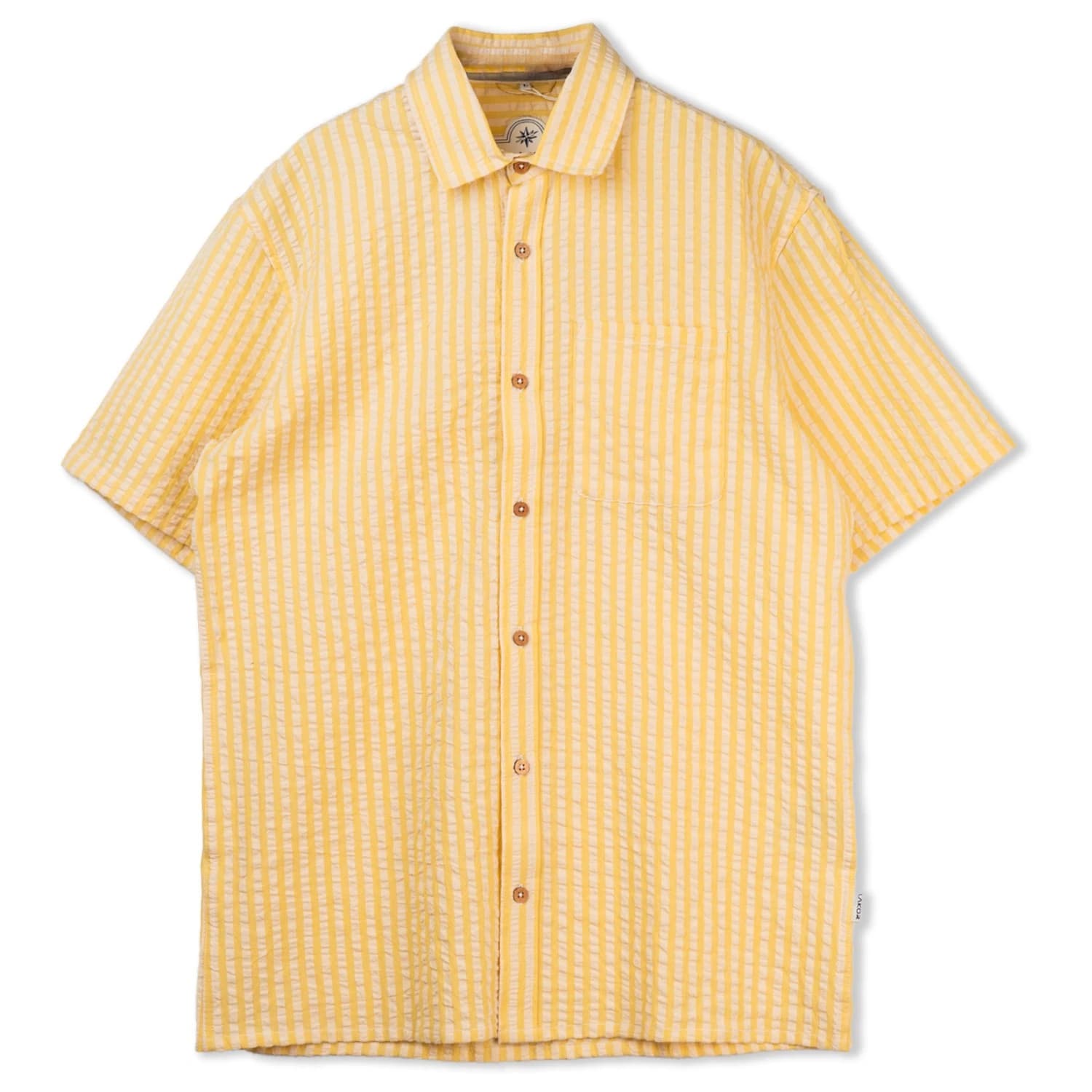 Мъжка риза с копчета LAKOR Seer Sucker Short Sleeve Shirt - Cream Gold