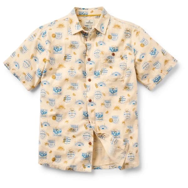 Мъжка риза с копчета Passenger Chill Textured Organic Cotton S/S Shirt - Badge Birch