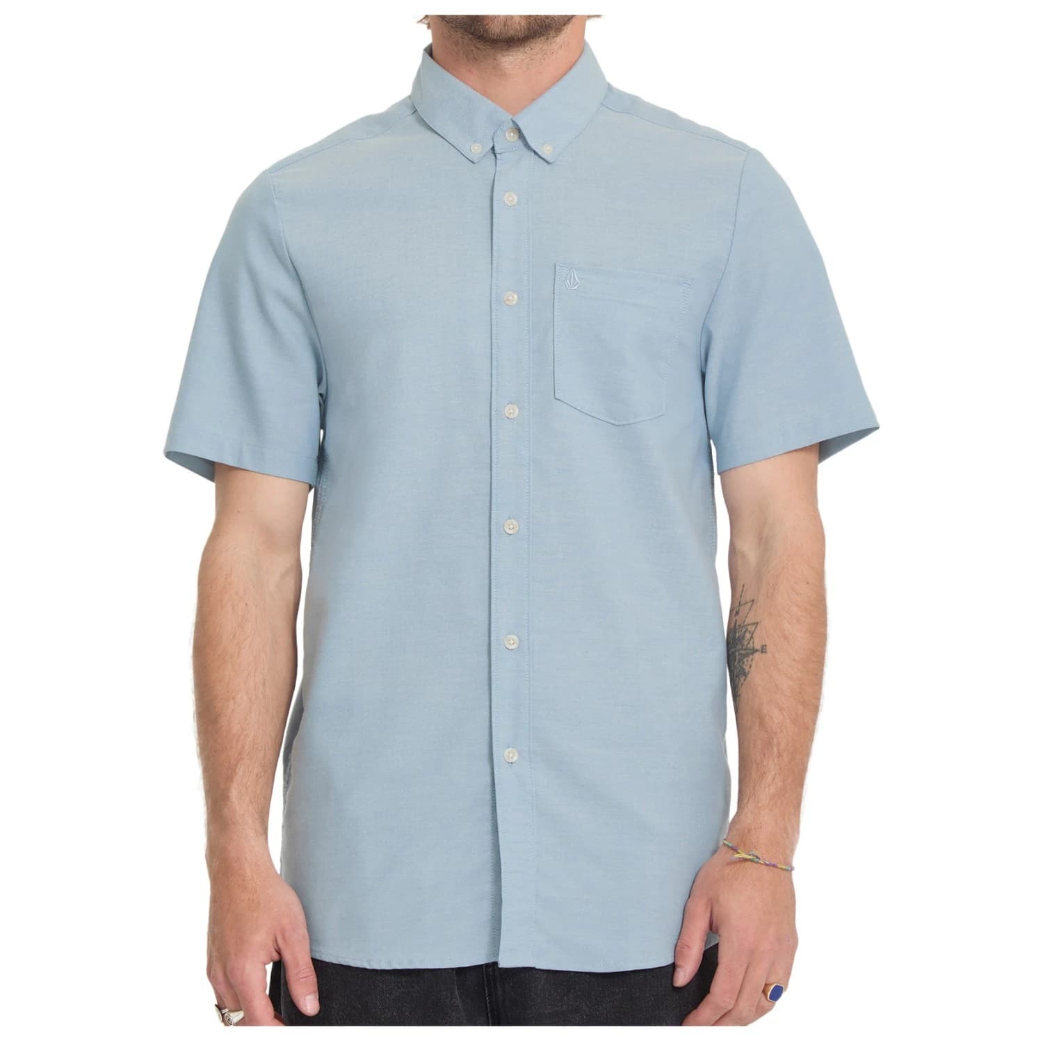 Мъжка риза с копчета Volcom Everett Oxford S/S Shirt - Wrecked Indigo
