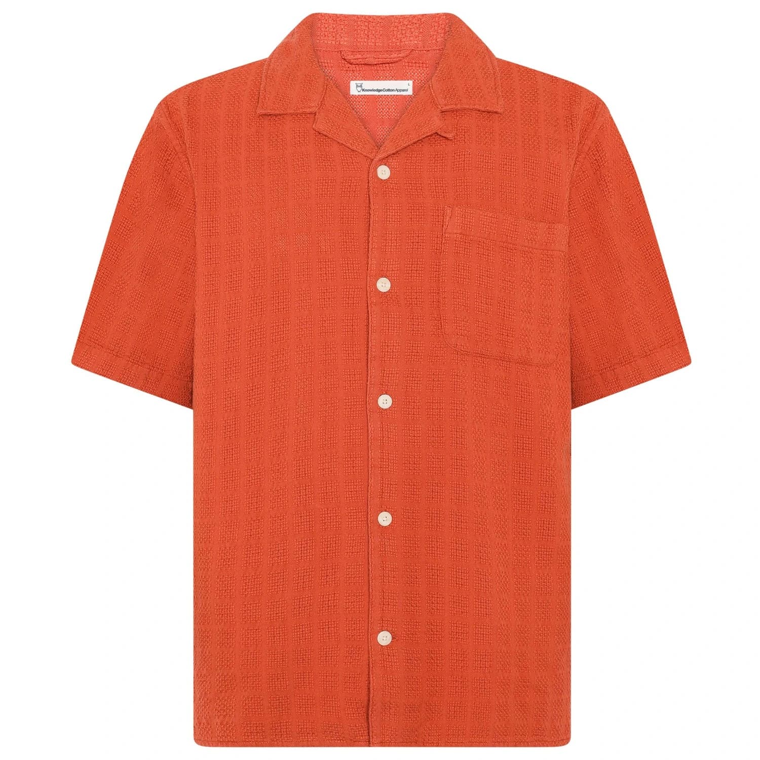 Мъжка риза с копчета Knowledgecotton apparel Organic Cotton Structure Shirt - Burnt Brick