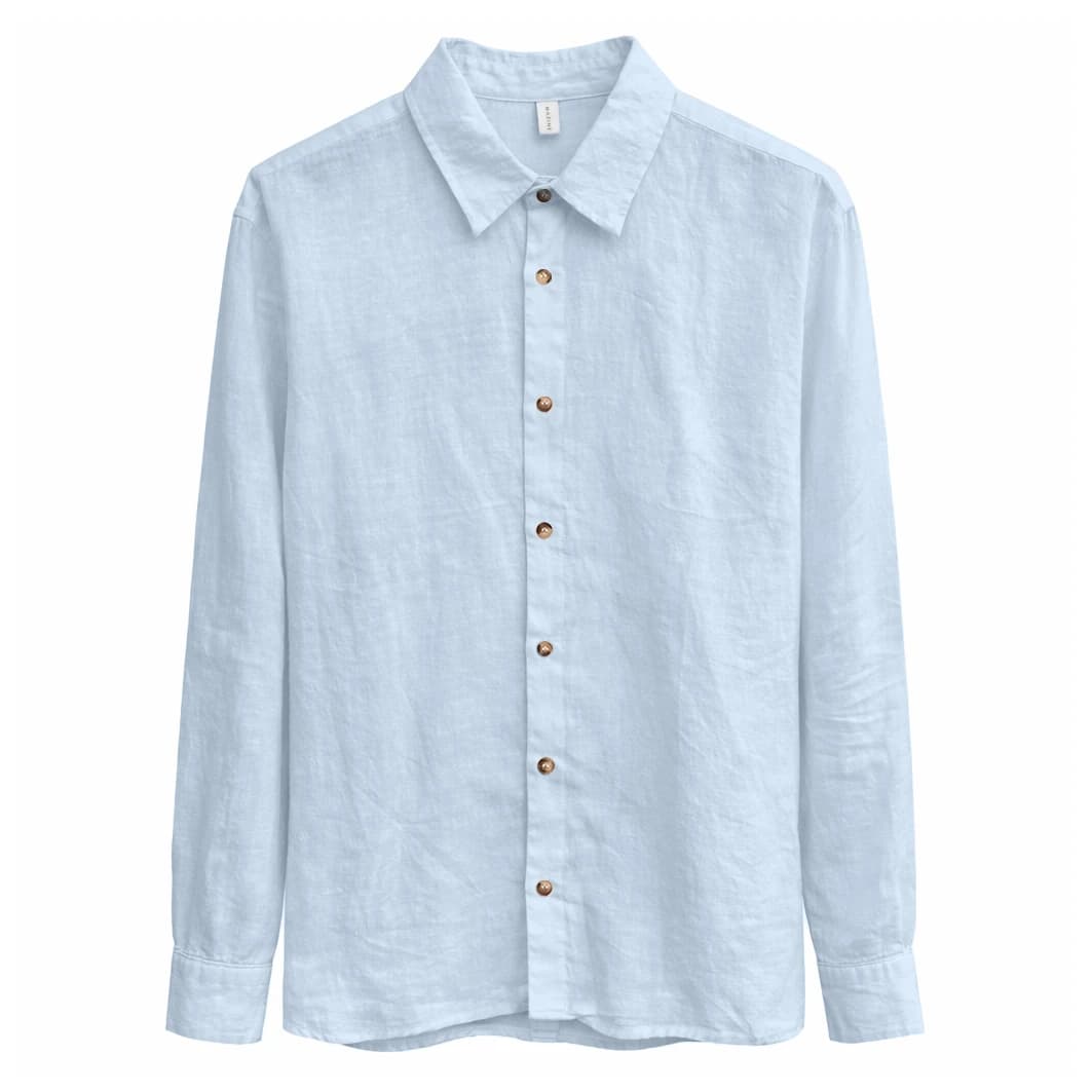 Мъжка риза с копчета Mazine Classic Linen Shirt - Pastel Blue