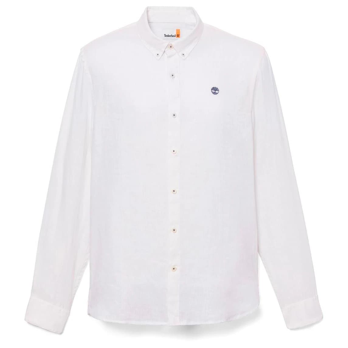 Мъжка риза с копчета Timberland Mill Brook Linen Shirt - White