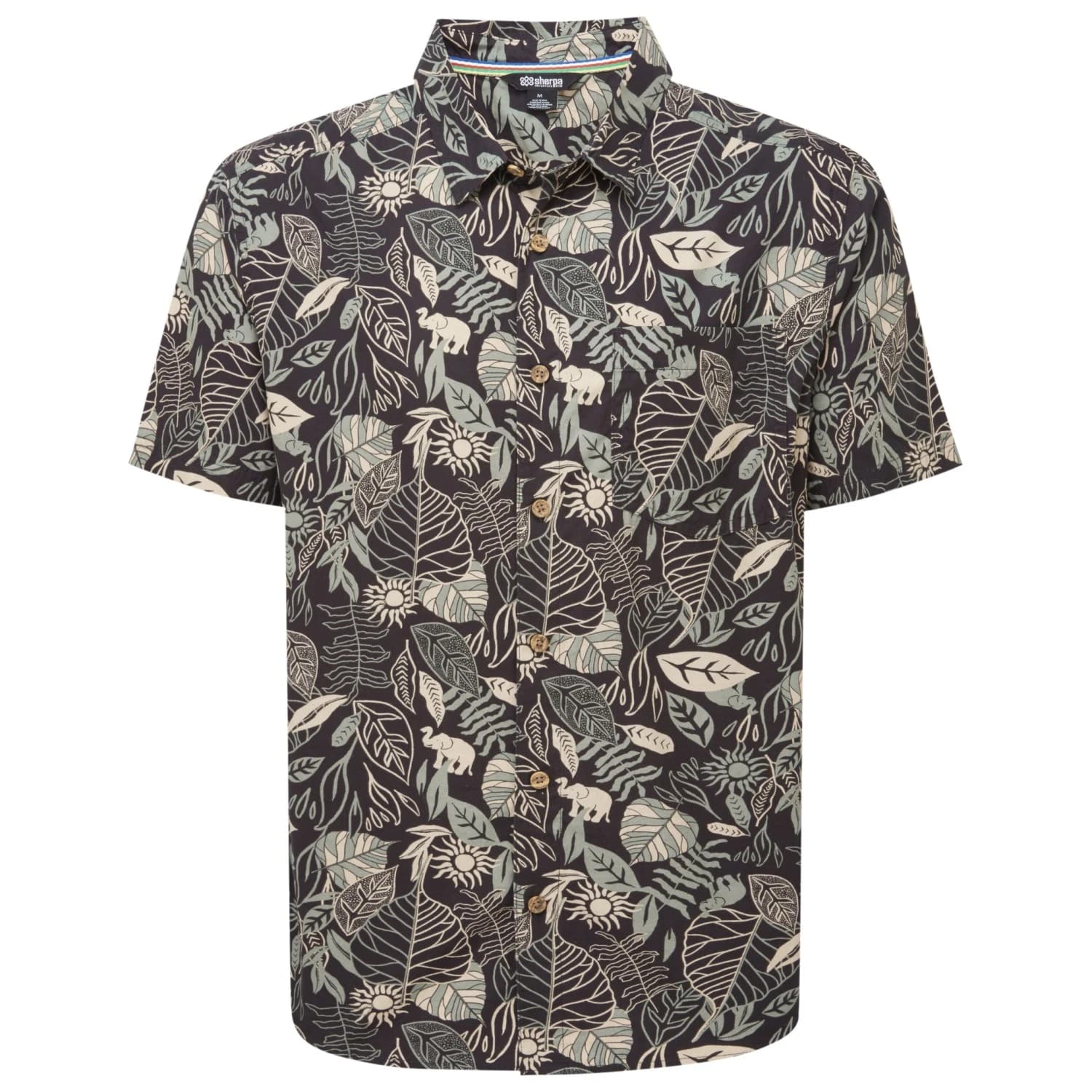 Мъжка риза с копчета Sherpa Balun S/S Shirt - Black Tropical